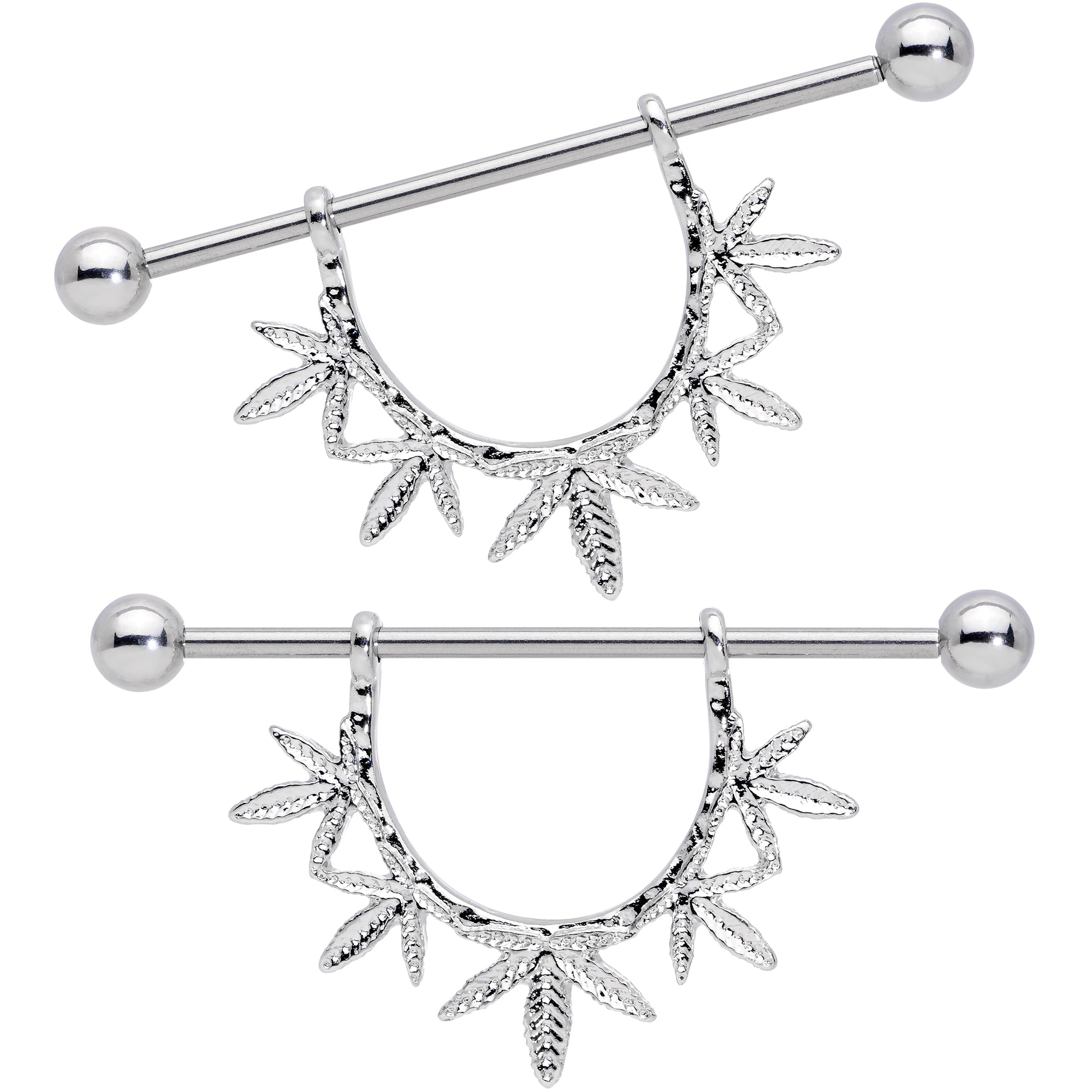 14G 5/8 Garland Pot Leaf Dangle Nipple Shield Set