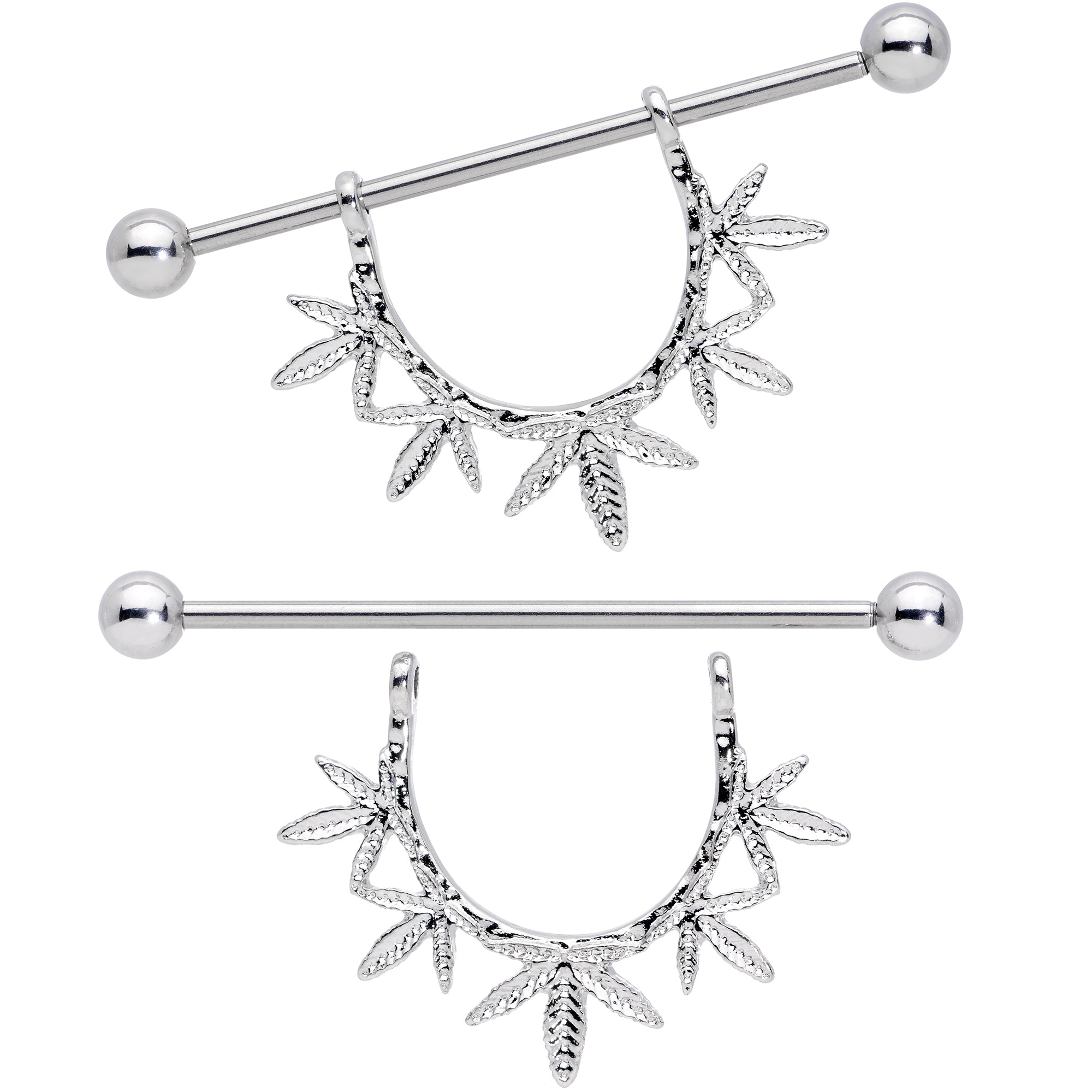 14G 5/8 Garland Pot Leaf Dangle Nipple Shield Set