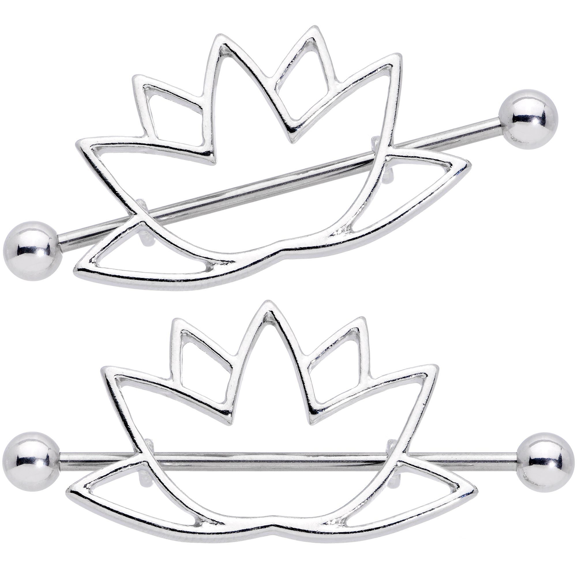 14G 3/4 Open Lotus Flower Nipple Shield Set