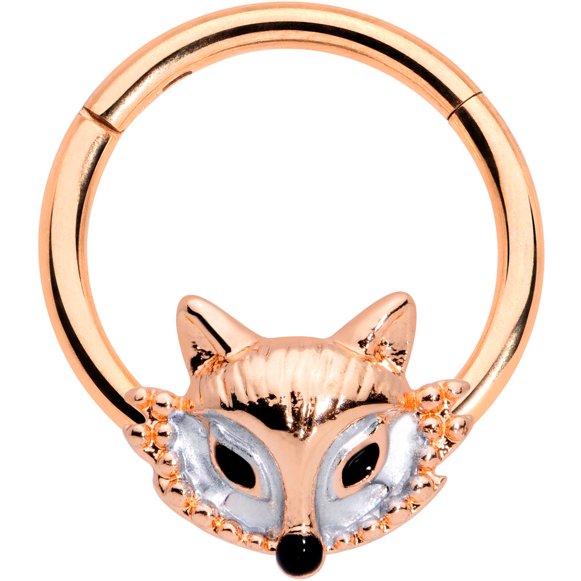 16G 3/8 Rose Gold Tone Fashion Fox Hinged Segment Ring