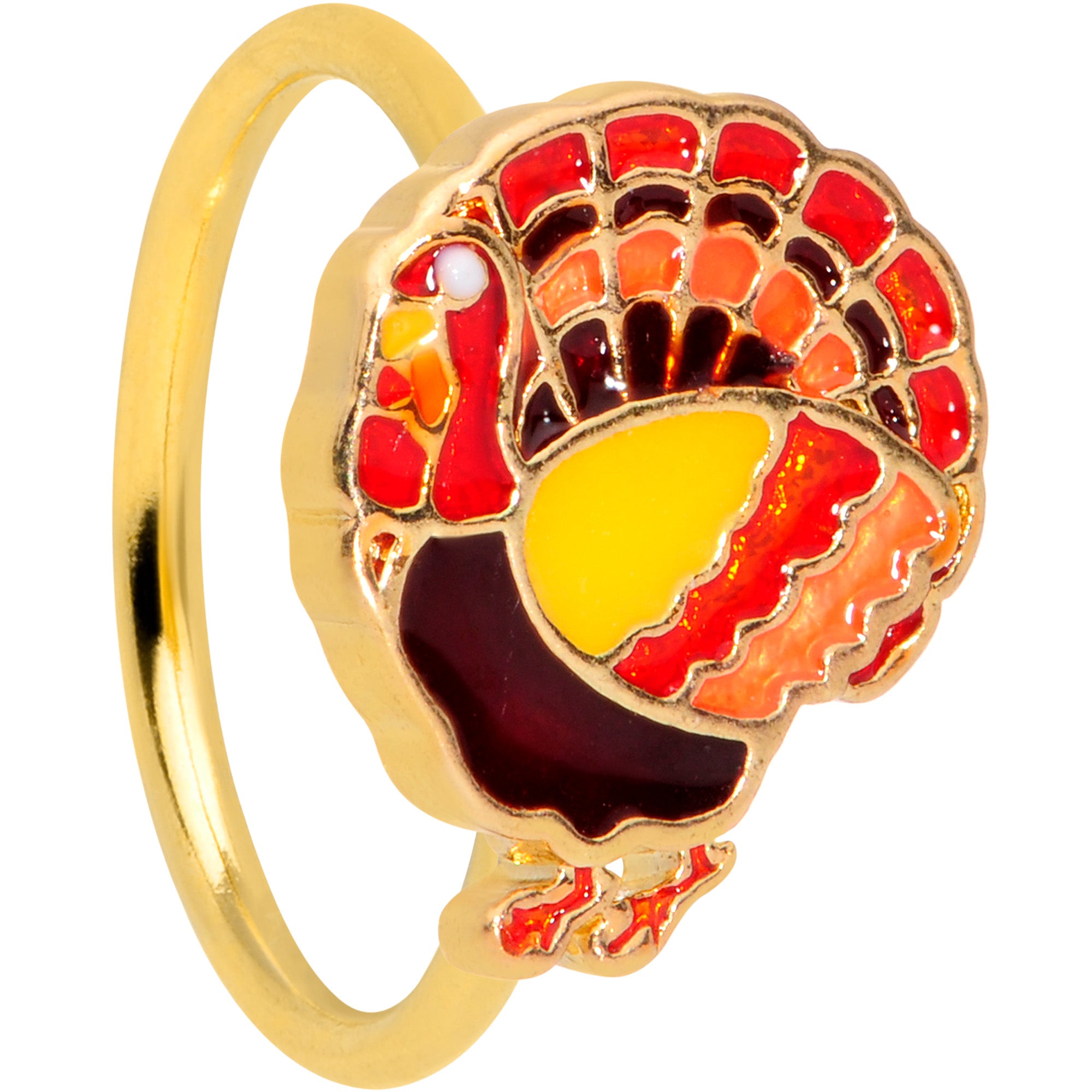 20G 5/16 Gold Tone Turkey Thanksgiving Nose Hoop