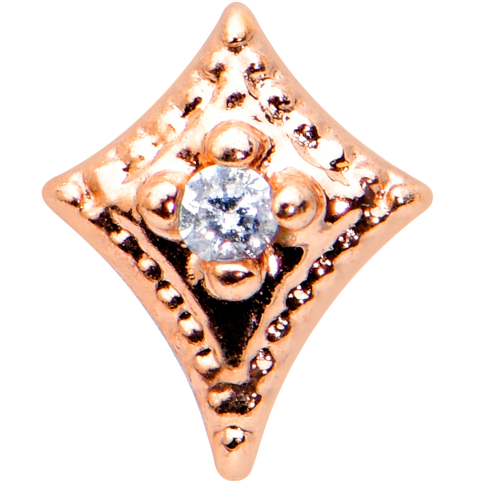 16G 1/4 Clear Gem Rose Gold Tone Edgy Rhombus Labret Tragus