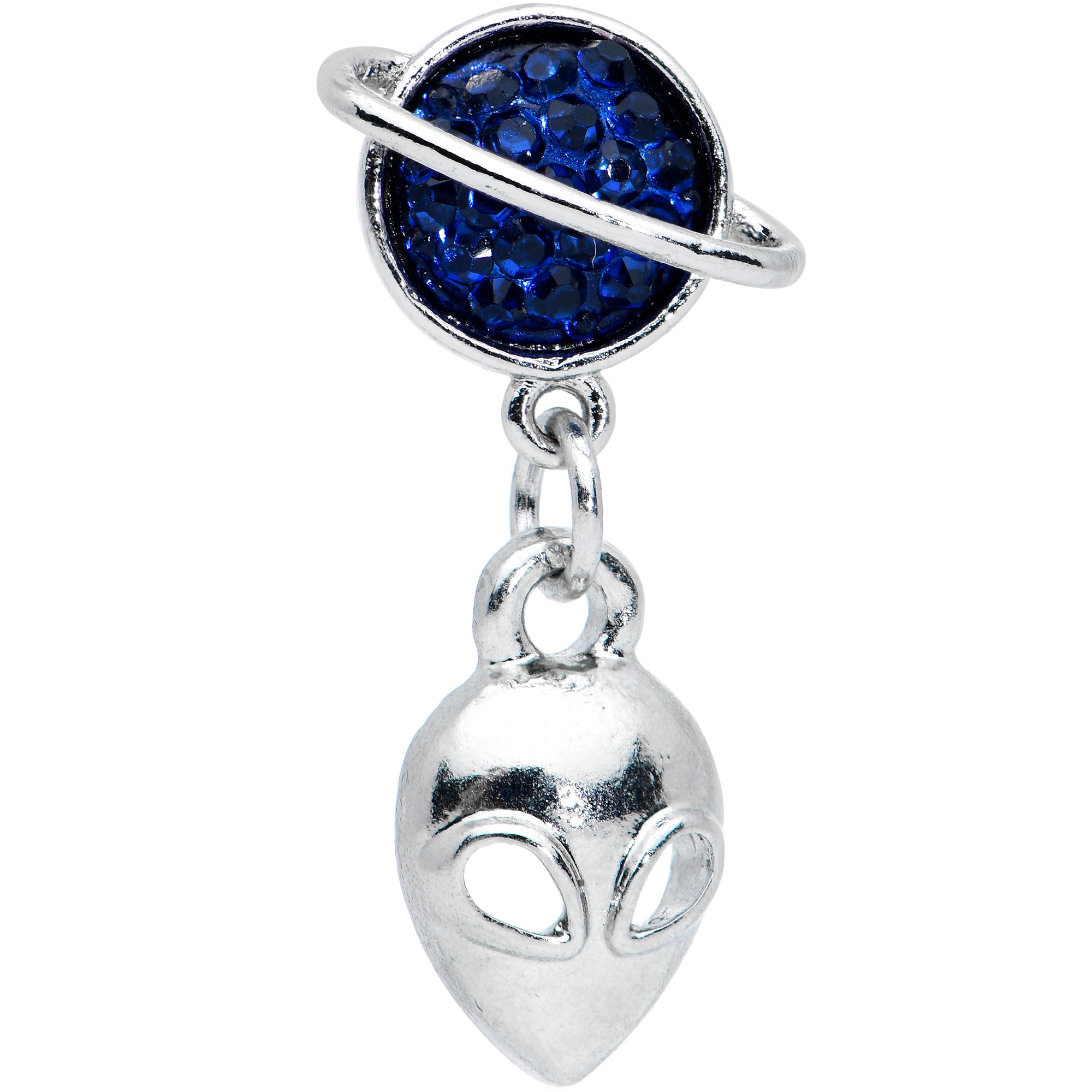 16G 1/4 Alien Blue Planet Dangle Labret Monroe Tragus