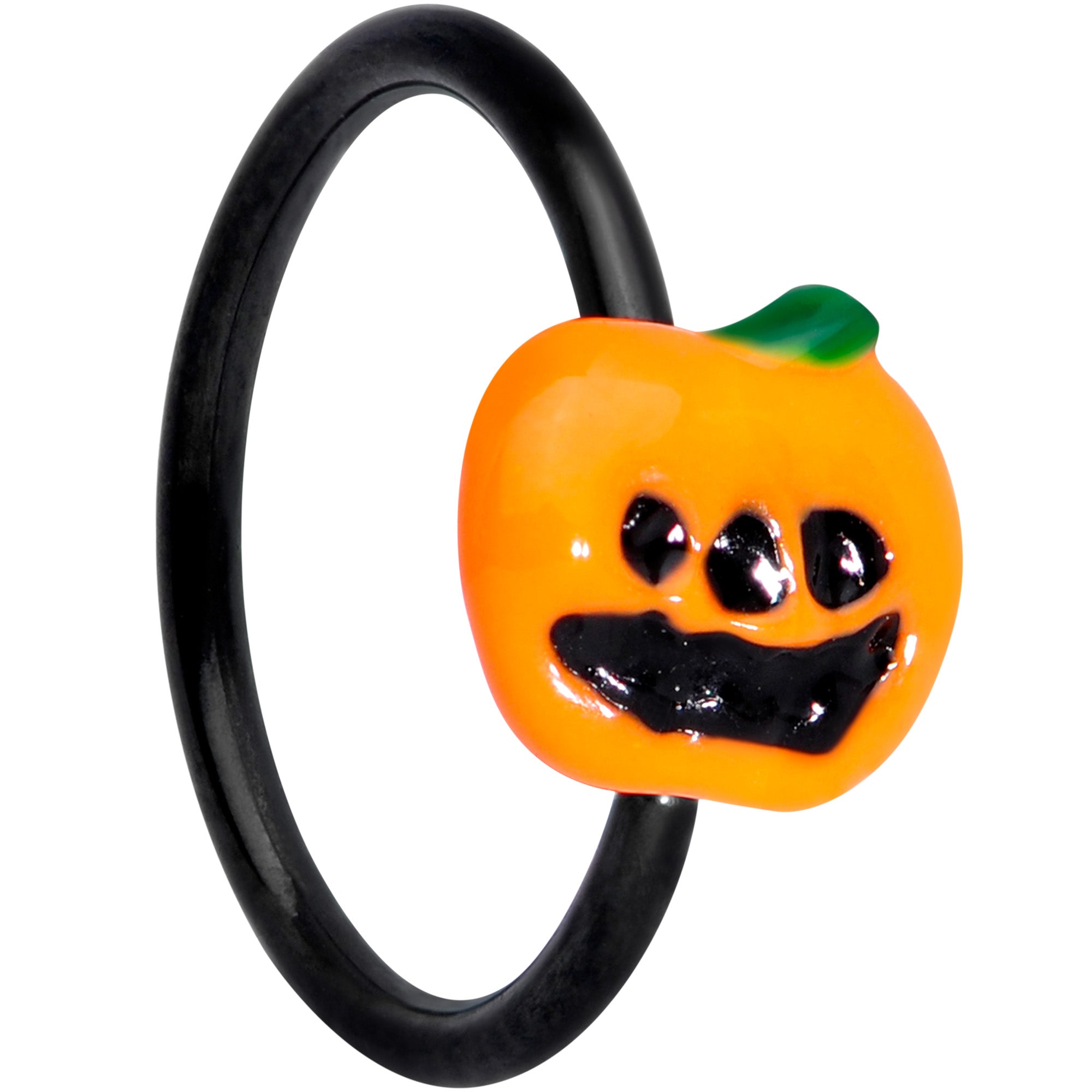 20G 5/16 Black Happy Little Pumpkin Halloween Nose Hoop