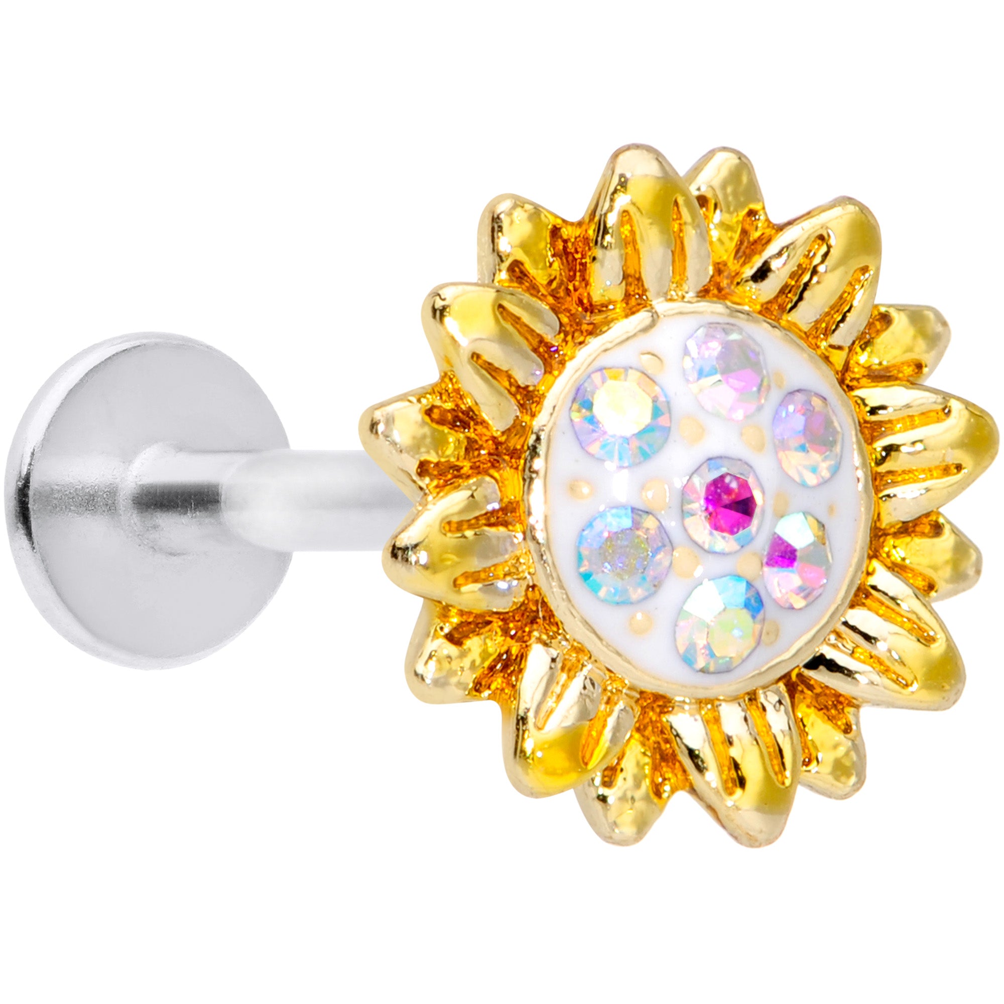 16G 5/16 Aurora Gem Scintillating Sunflower Labret Monroe Tragus