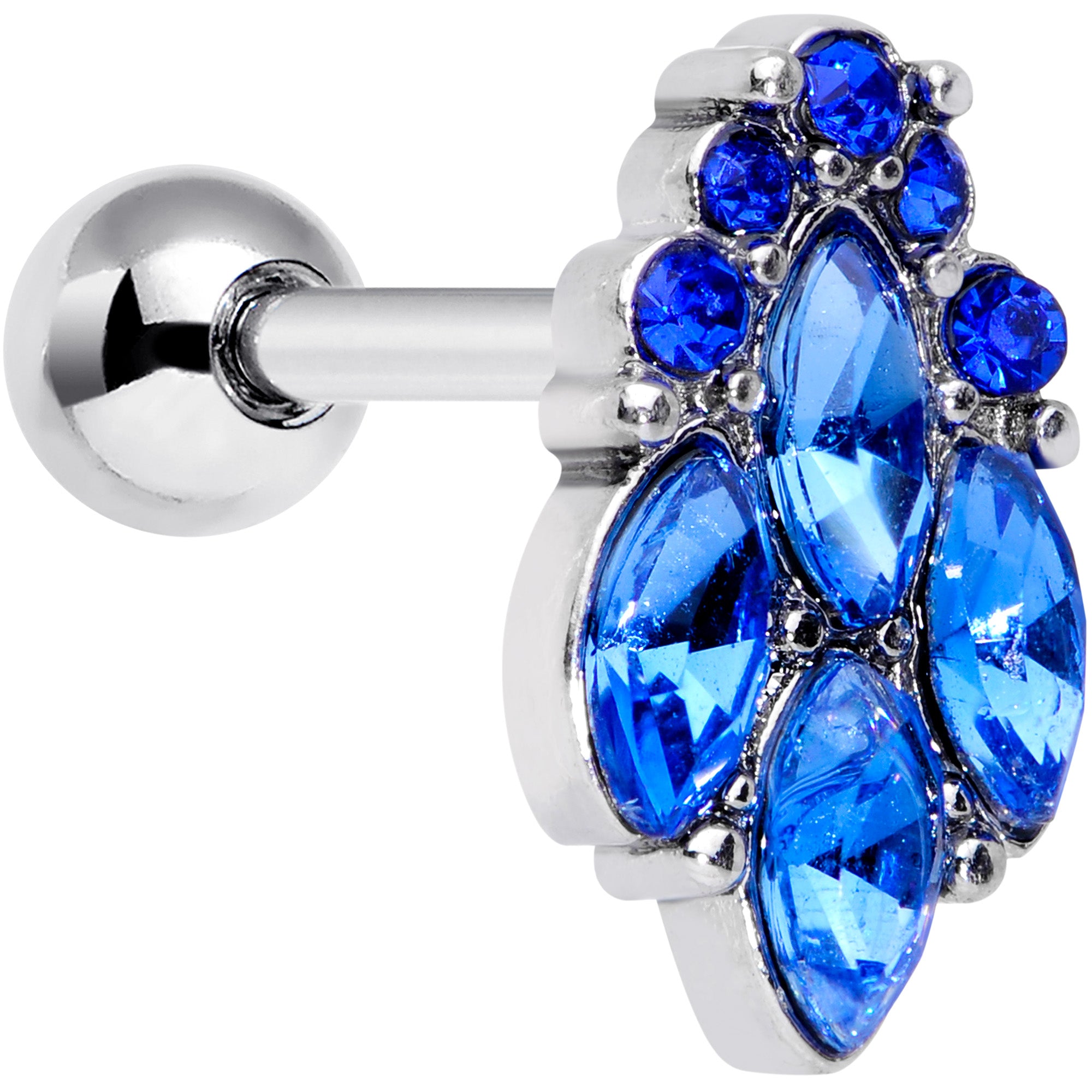 16G 1/4 Blue CZ Gem Fountain Cartilage Tragus Earring