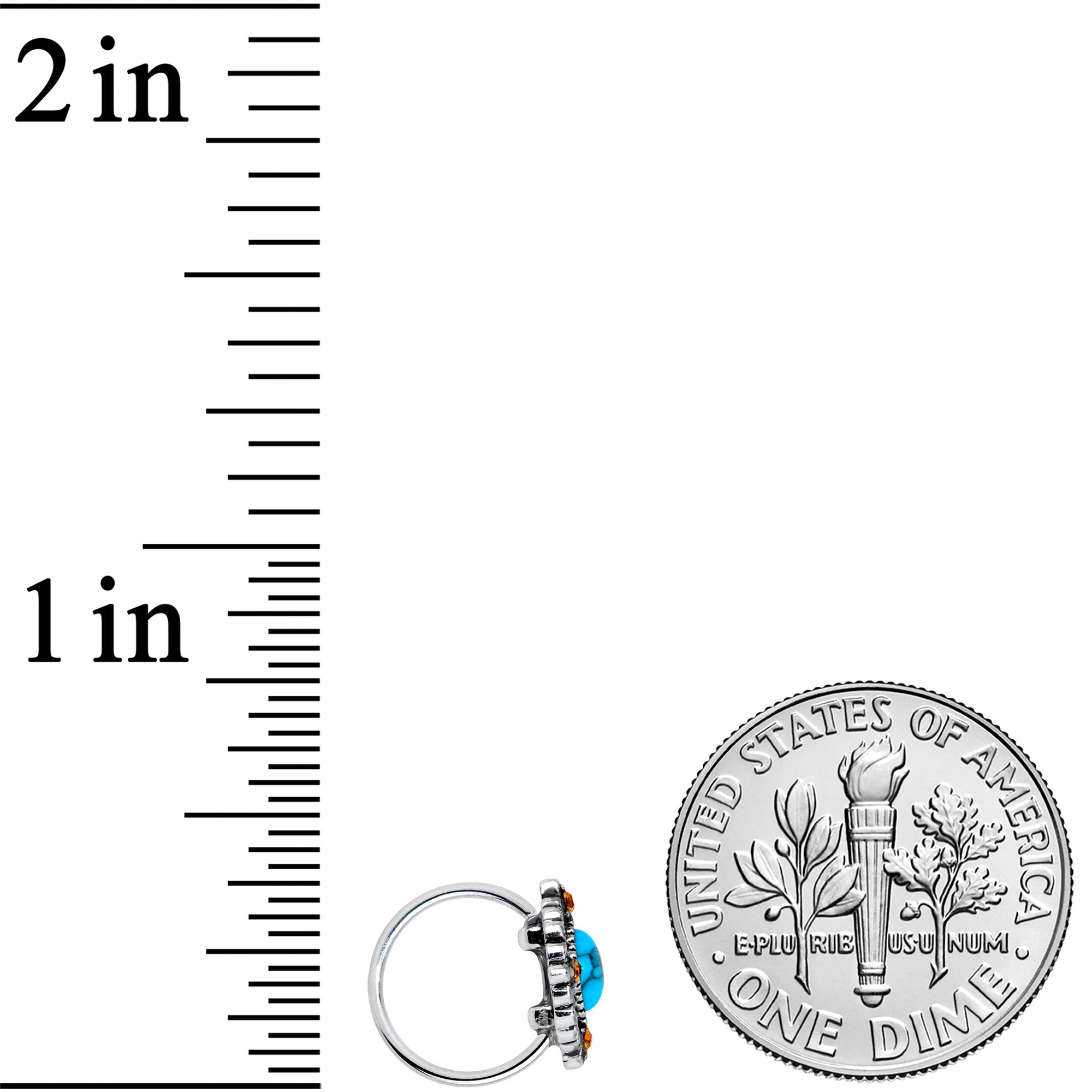 20G 5/16 Yellow Gem Blue Faux Turquoise Rhombus Nose Ring