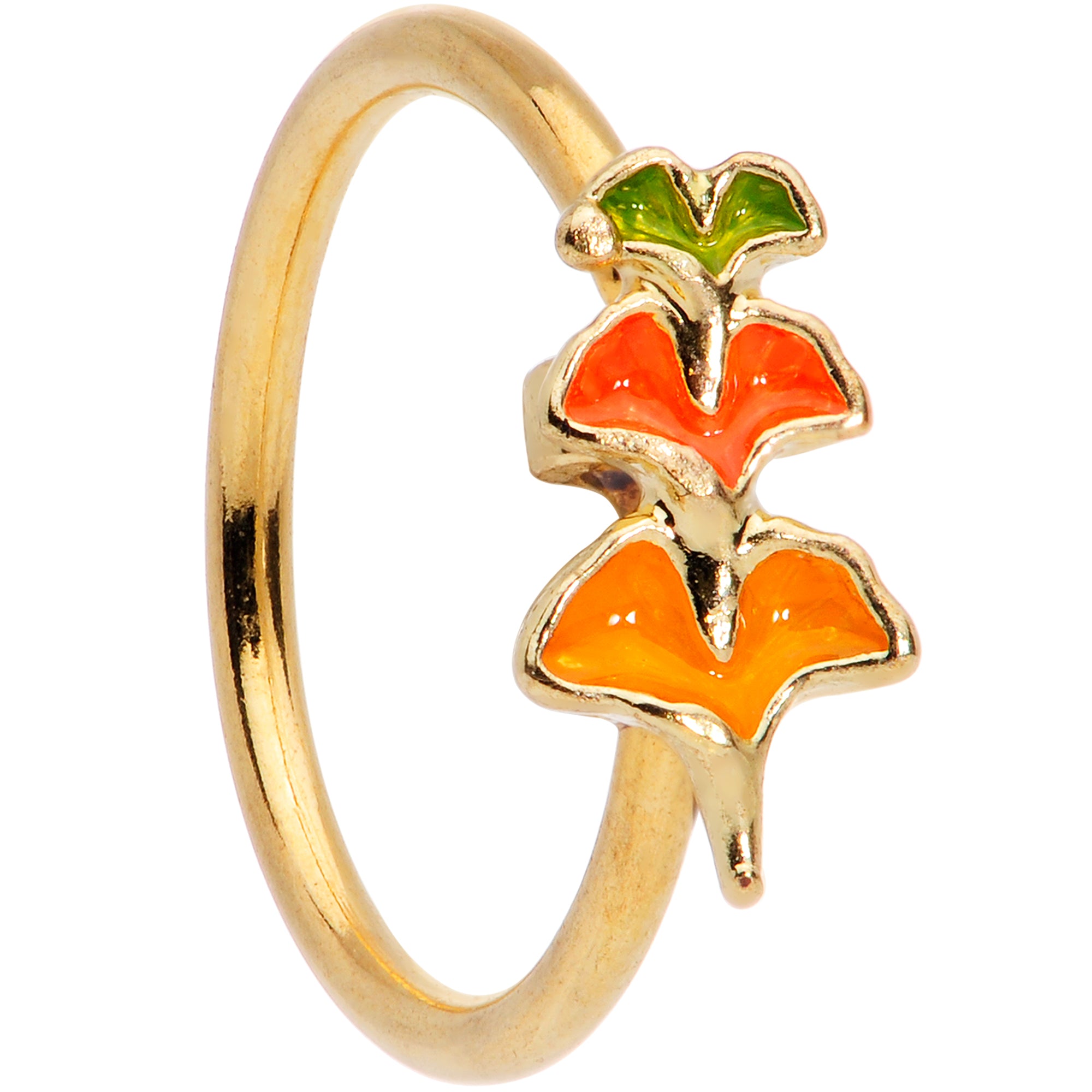 20G 5/16 Gold Tone Autumn Leaves Fall Nose Hoop