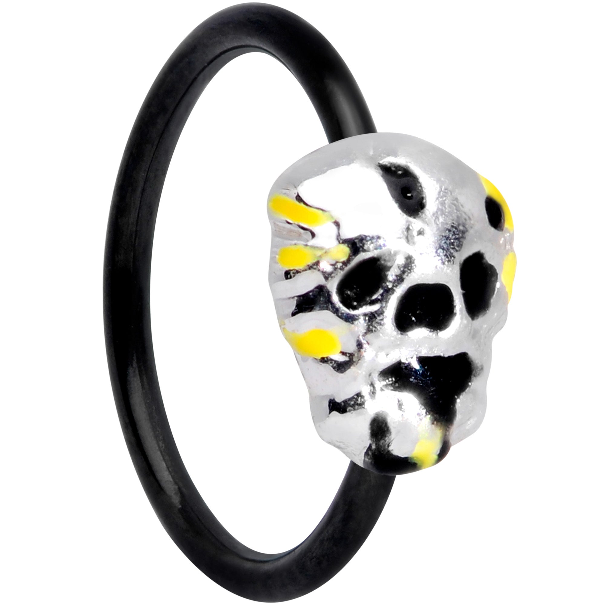 20G 5/16 Black Striped Skull Halloween Nose Hoop