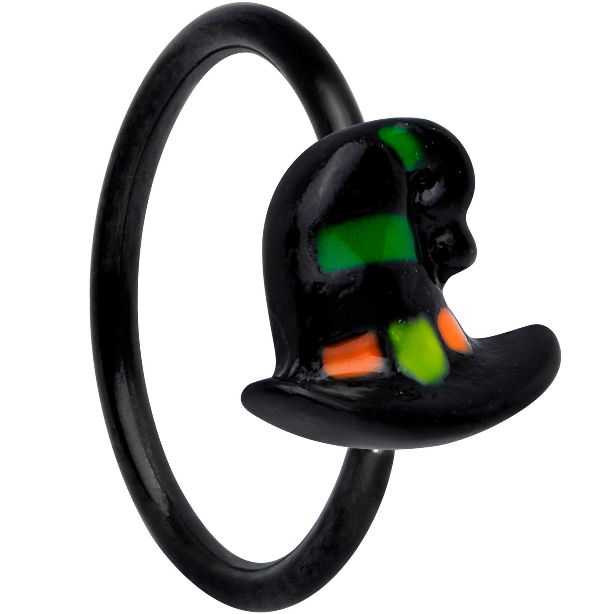 20G 5/16 Black Striped Witch Hat Halloween Nose Hoop