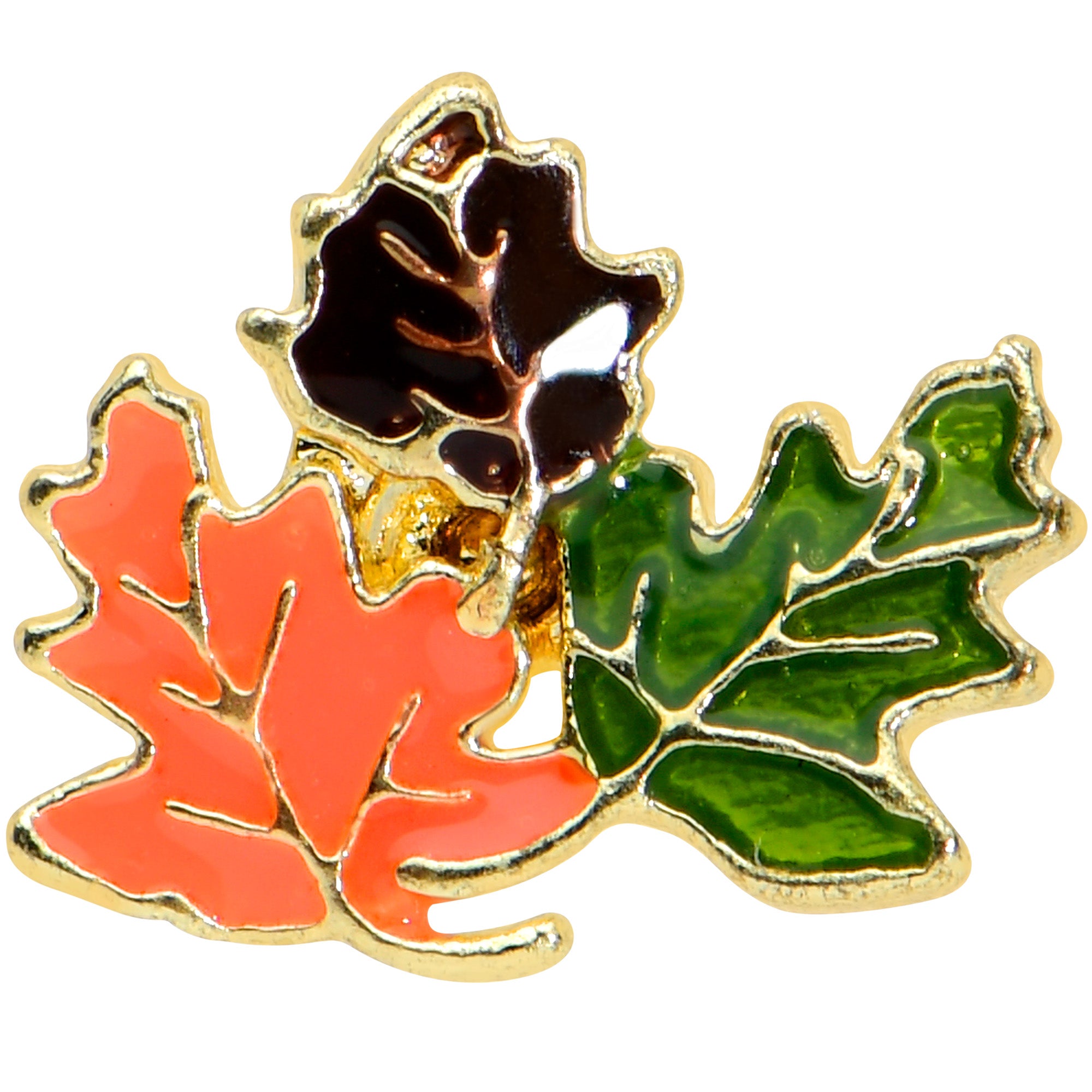 16G 5/16 Gold Tone Lovely Autumn Leaf Trio Labret Monroe Tragus