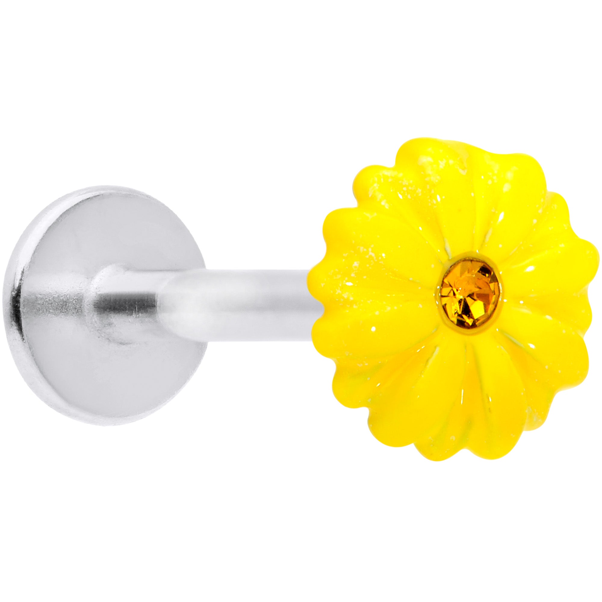 16G 5/16 Yellow Gem Yellow Sunflower Labret Monroe Tragus