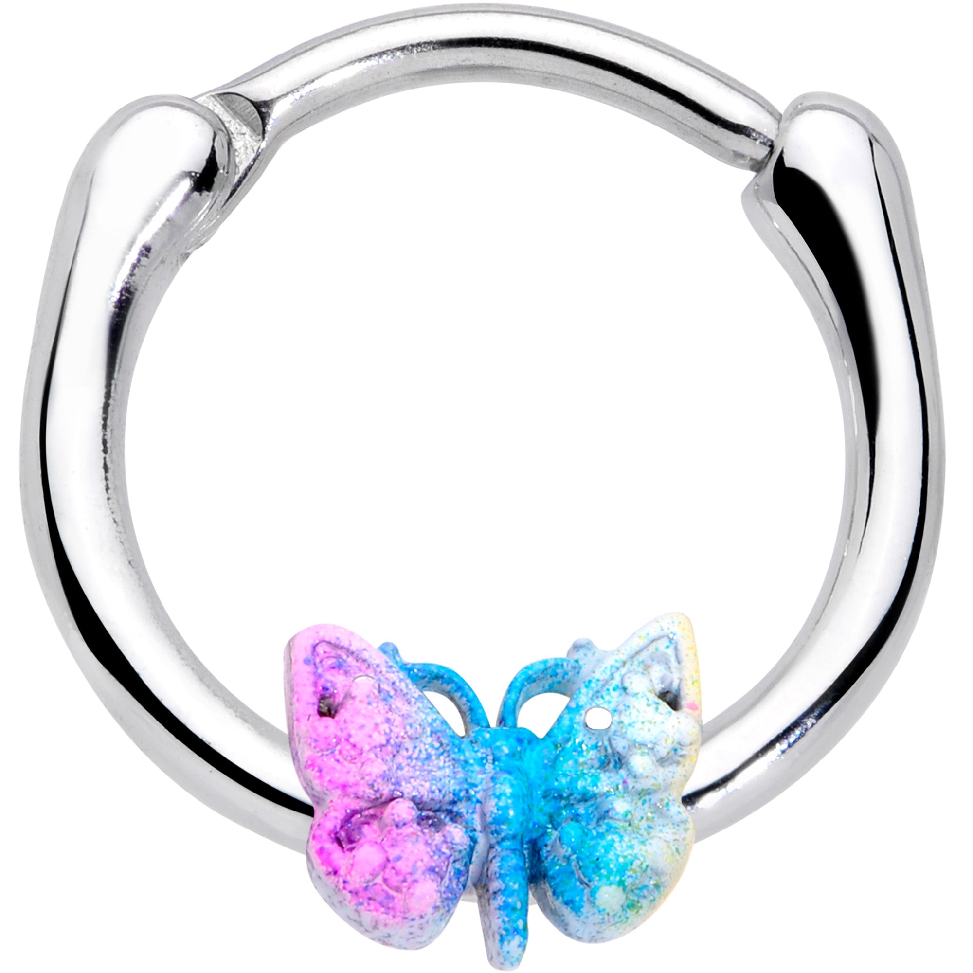 16G 3/8 Baroque Rainbow Butterfly Cartilage Clicker