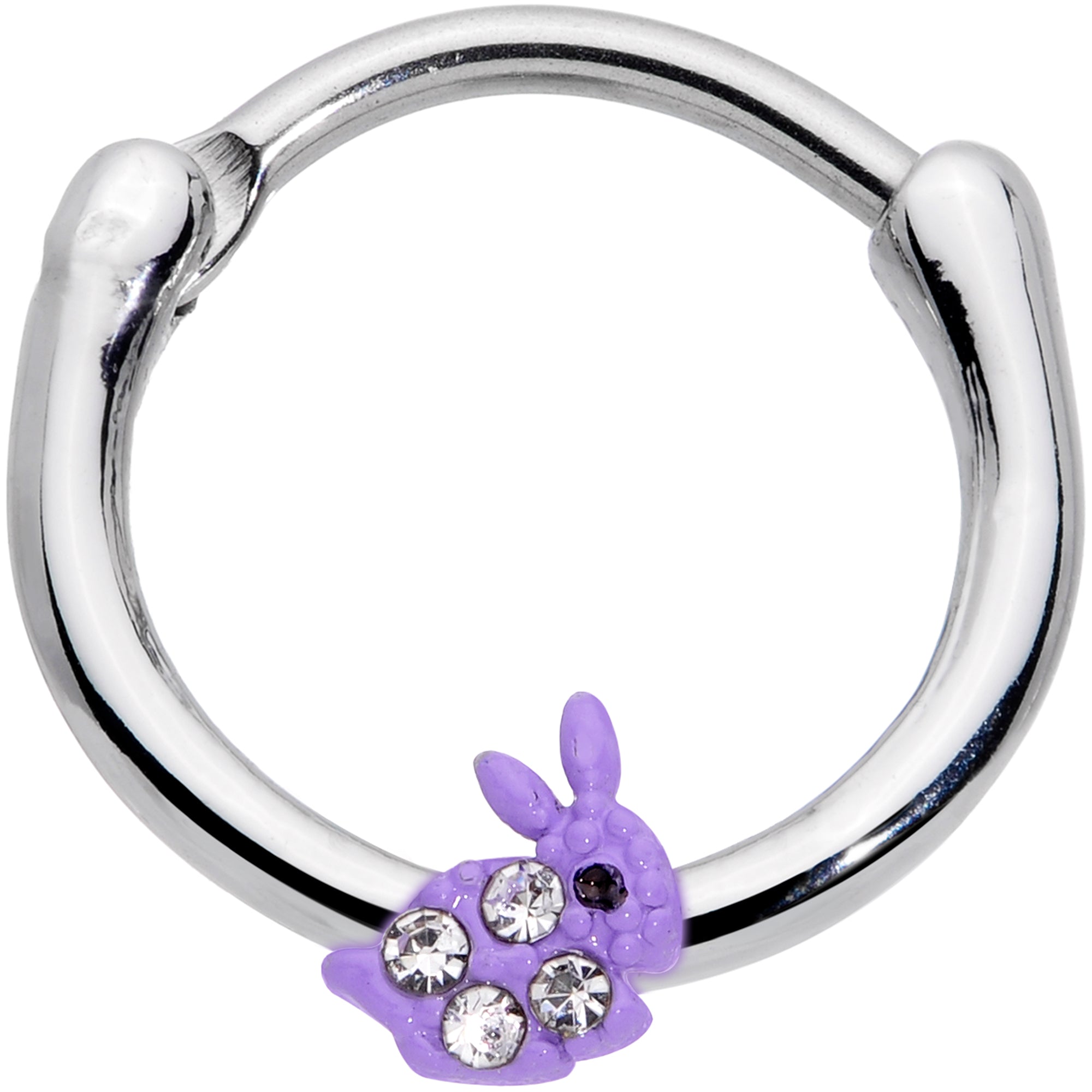 16G 3/8 Clear Gem Purple Easter Bunny Cartilage Clicker
