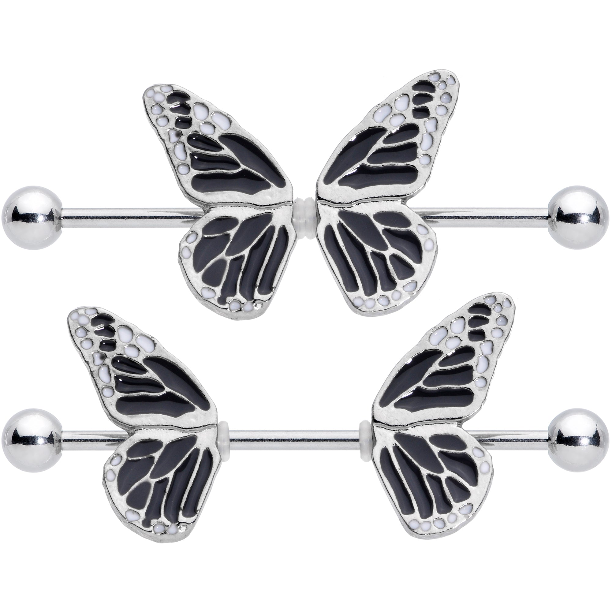 14G 7/8 Split Butterfly Barbell Nipple Ring Set