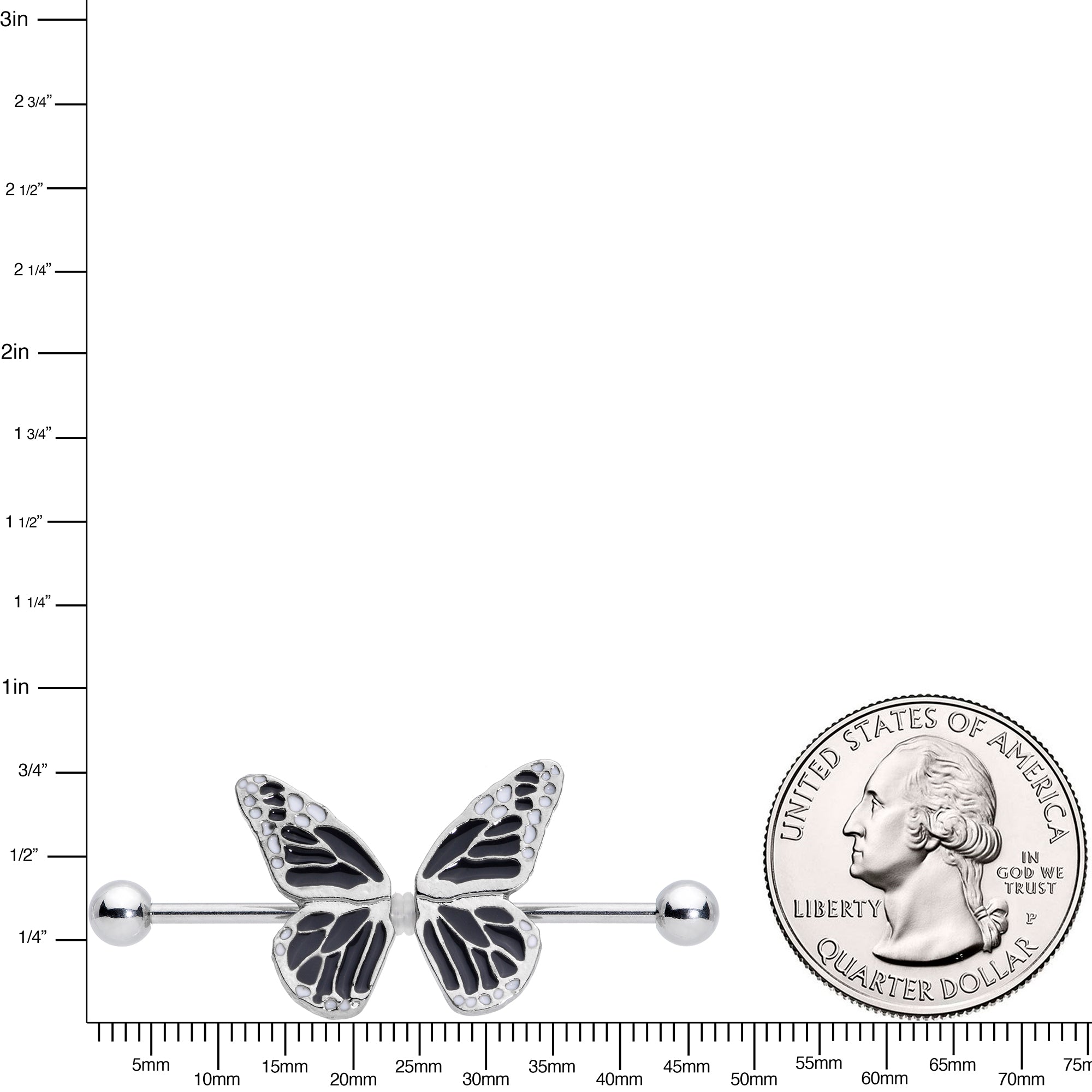 14G 7/8 Split Butterfly Barbell Nipple Ring Set