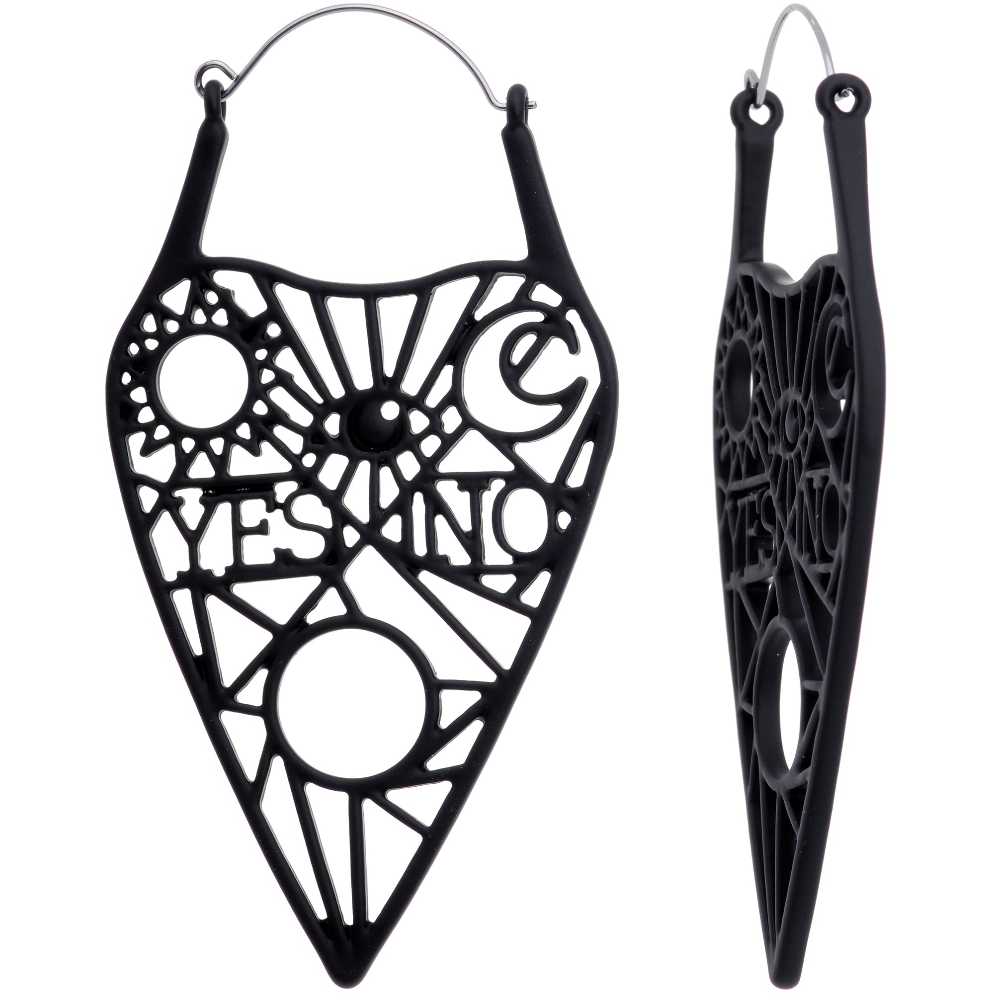 Black Gothic Mysterious Planchette Tunnel Plug Earrings
