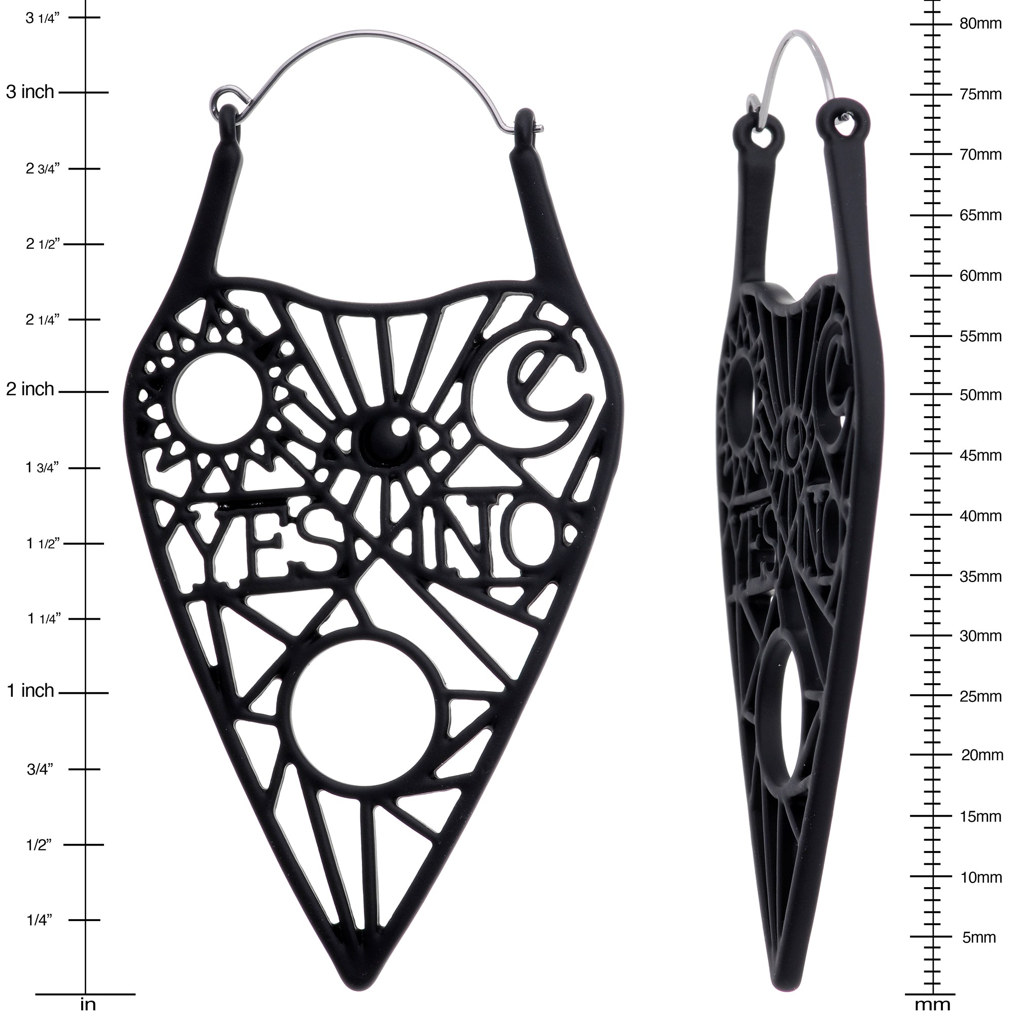 Black Gothic Mysterious Planchette Tunnel Plug Earrings