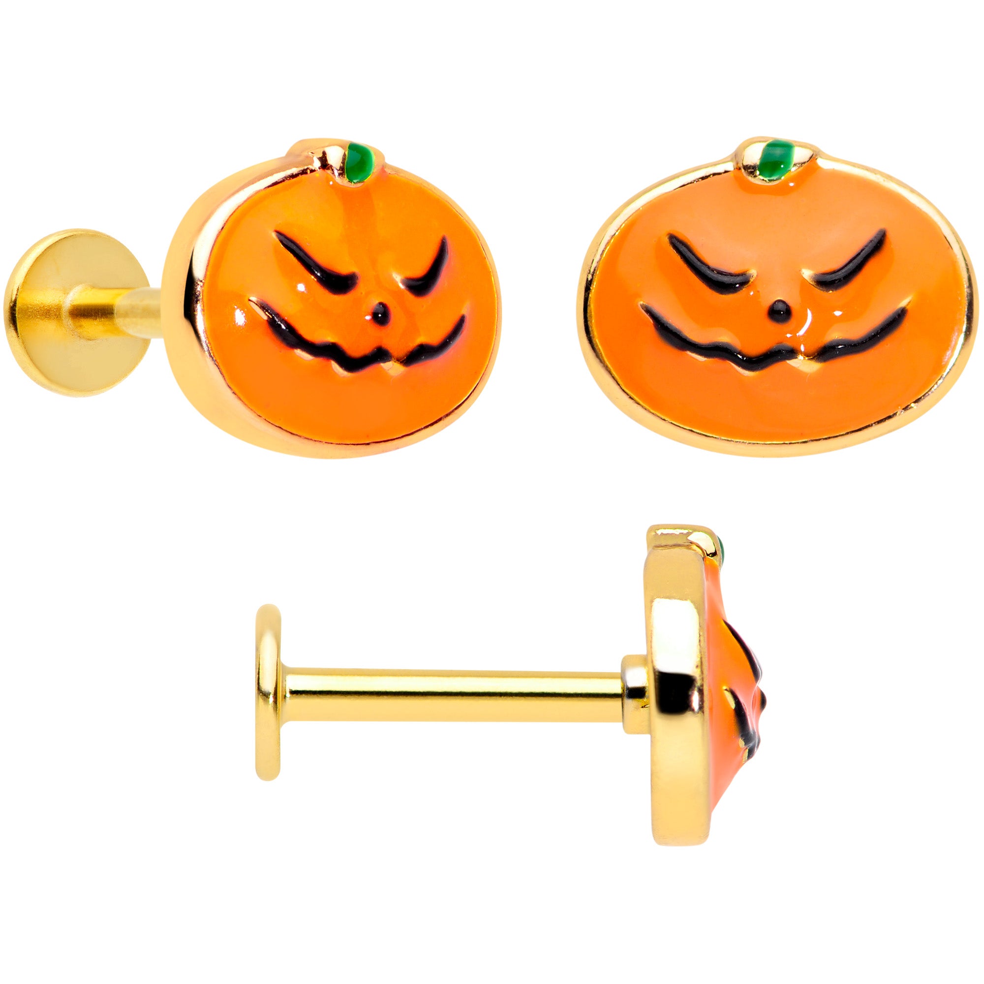 16G 20G Bat Pumpkin Halloween Cartilage Labret Nose Set of 3