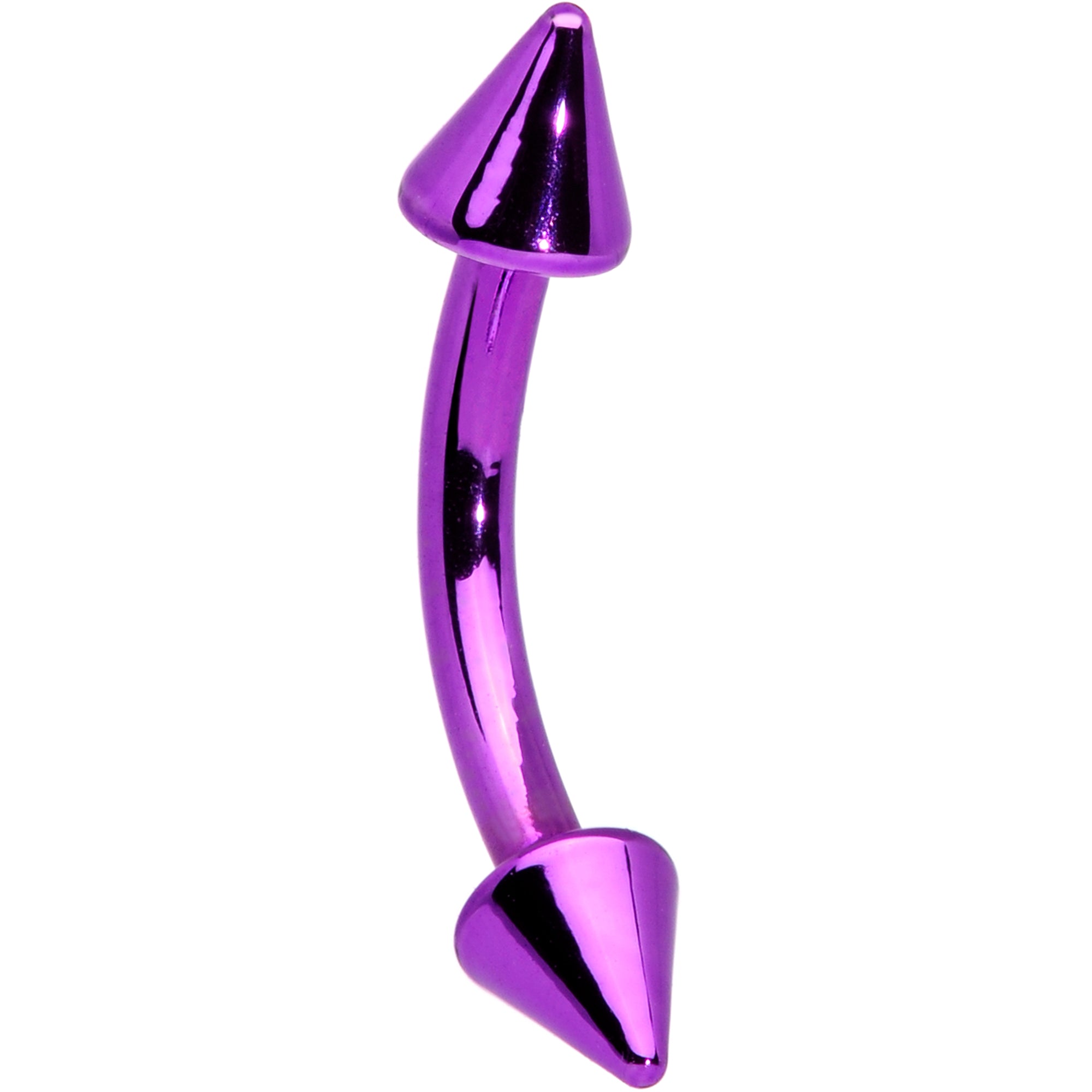 16G 5/16 Purple Punk Cone Ends Curved Eyebrow Ring