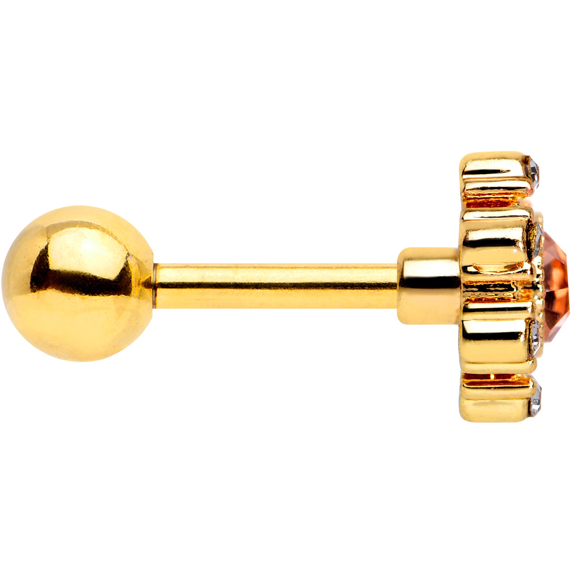 16G 1/4 Clear Pink CZ Gem Gold Tone Sunburst Cartilage Tragus