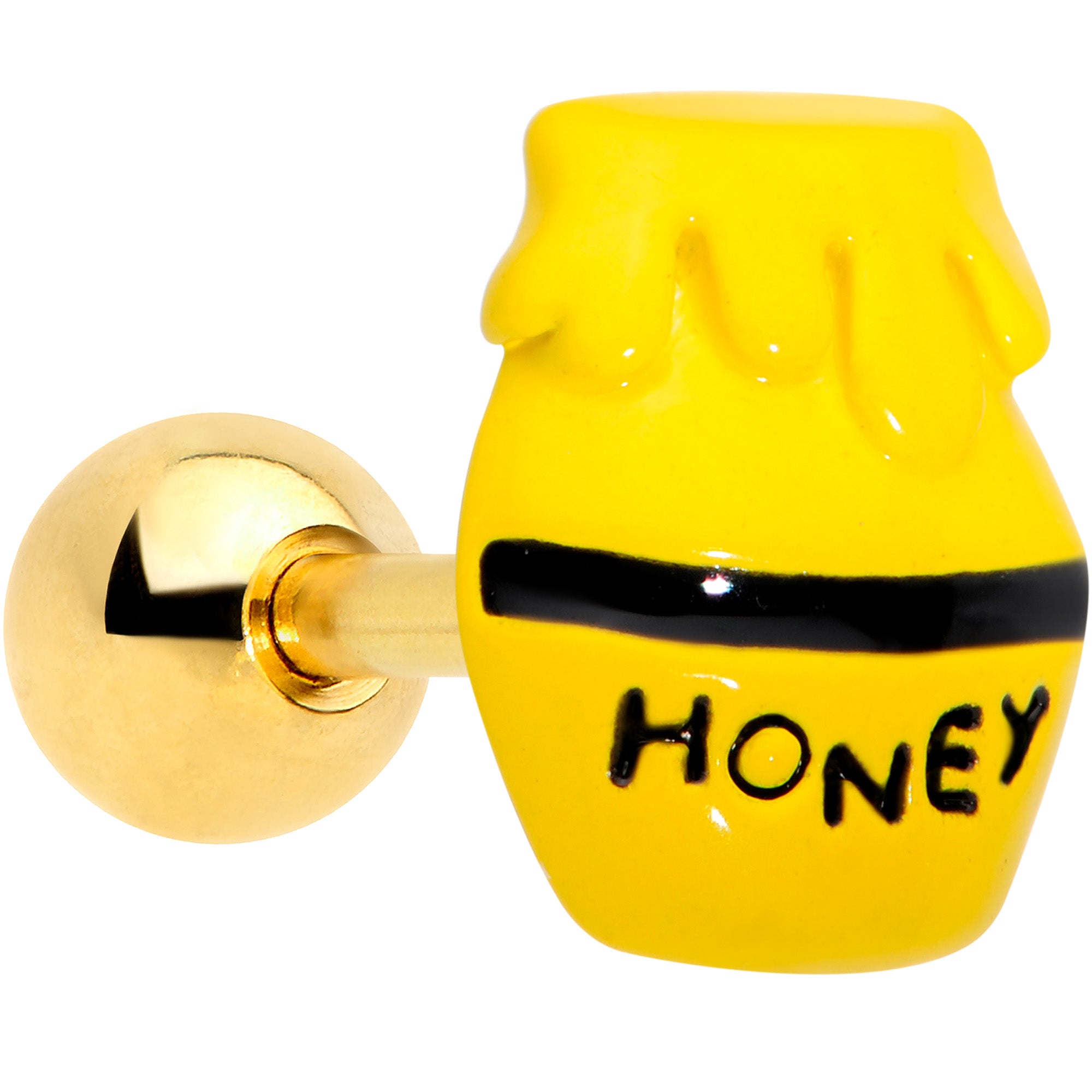 16G 1/4 Gold Tone Jar of Honey Cartilage Tragus Earring