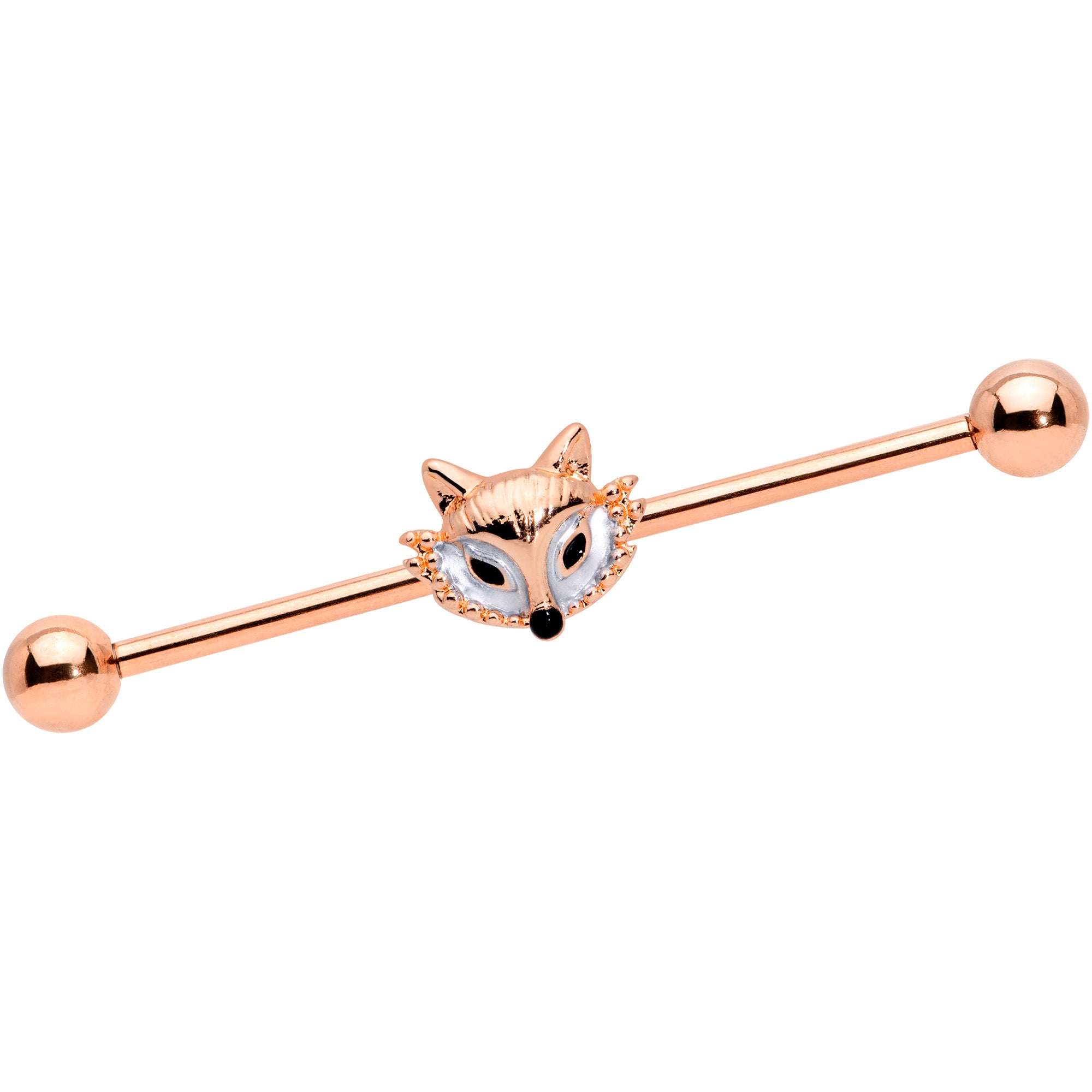 14G Rose Gold Tone Fashion Fox Industrial Barbell 38mm