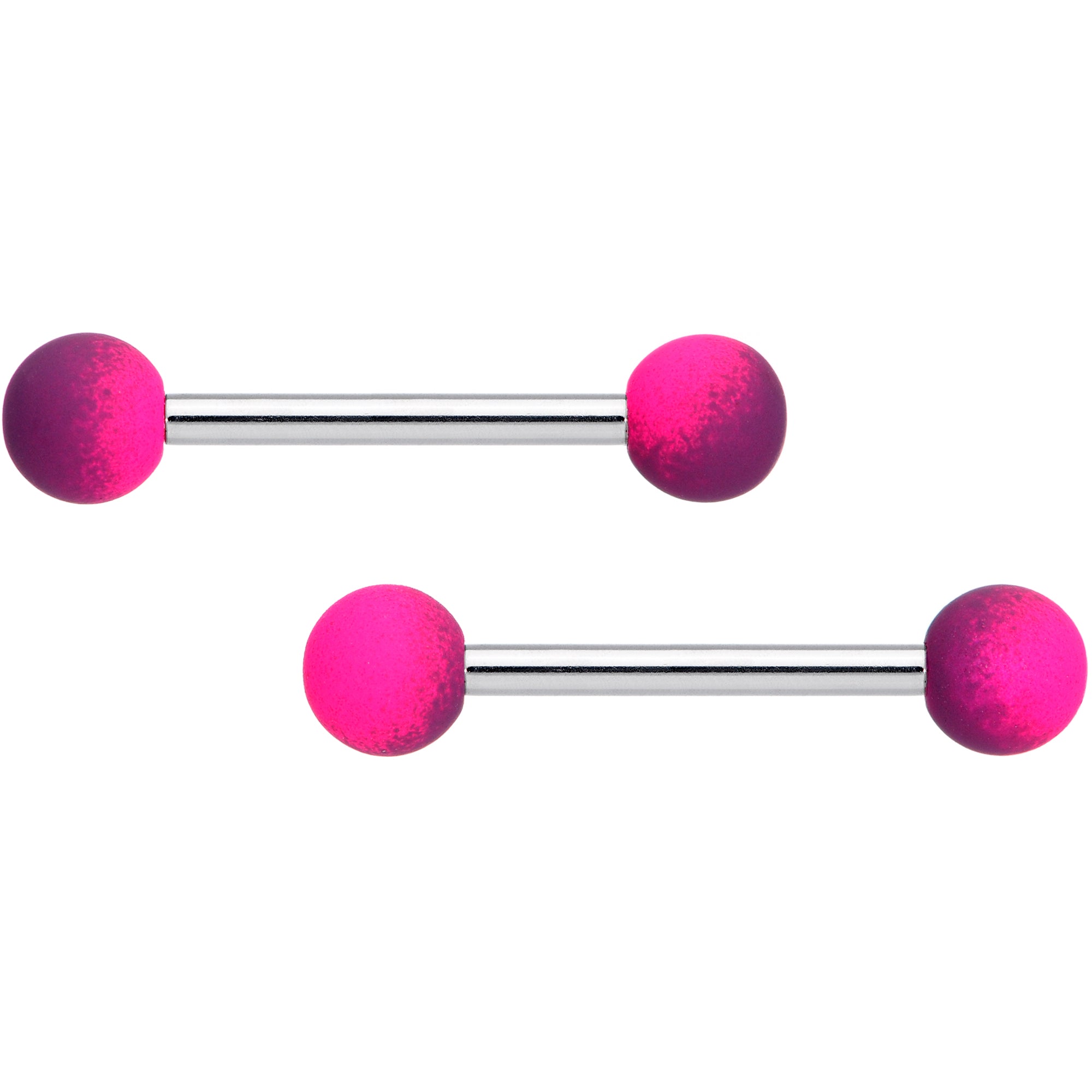 14G 9/16 Pink Purple Ombre Soft Finish Barbell Nipple Ring Set