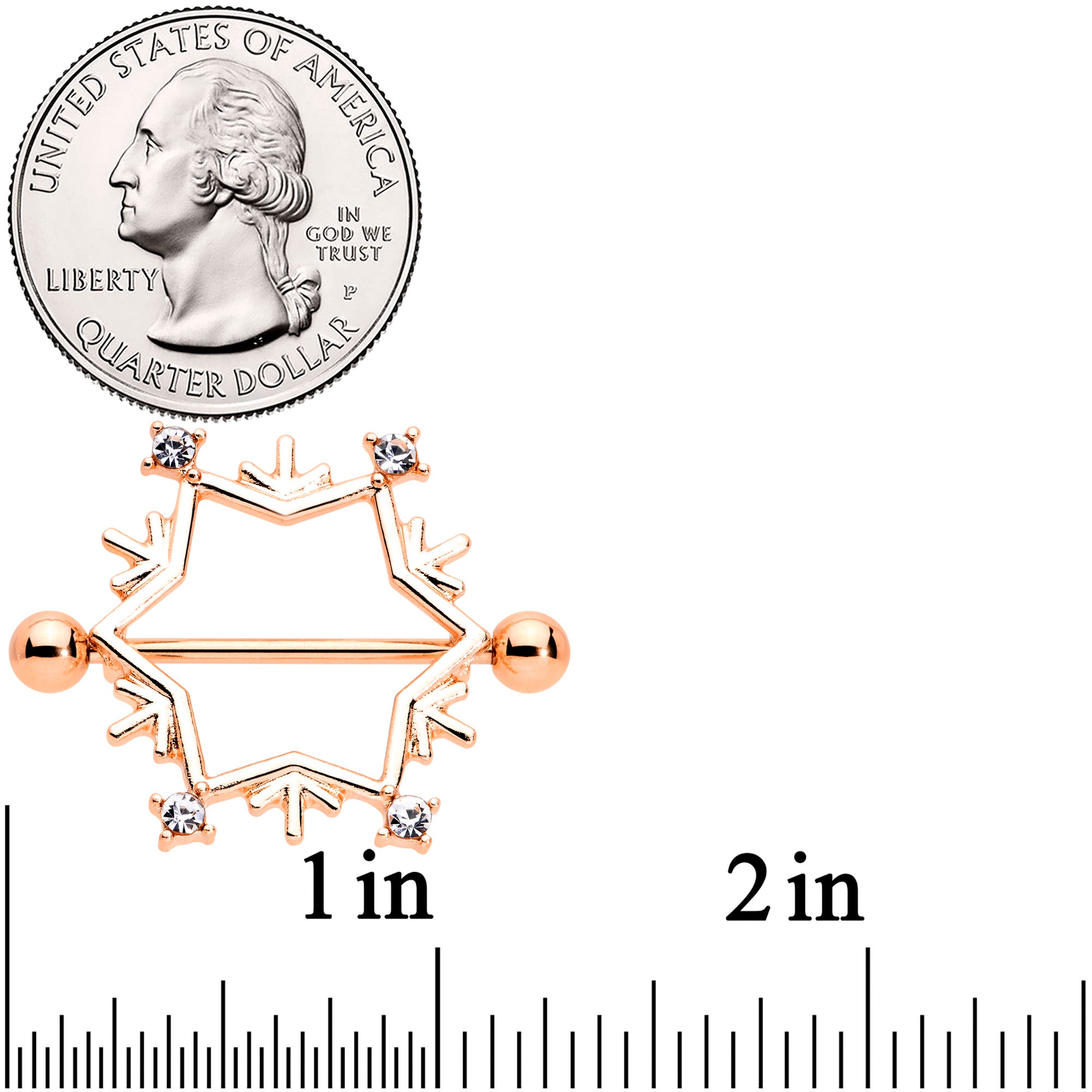 14G 3/4 Rose Gold Tone Snowflake Christmas Nipple Shield Set