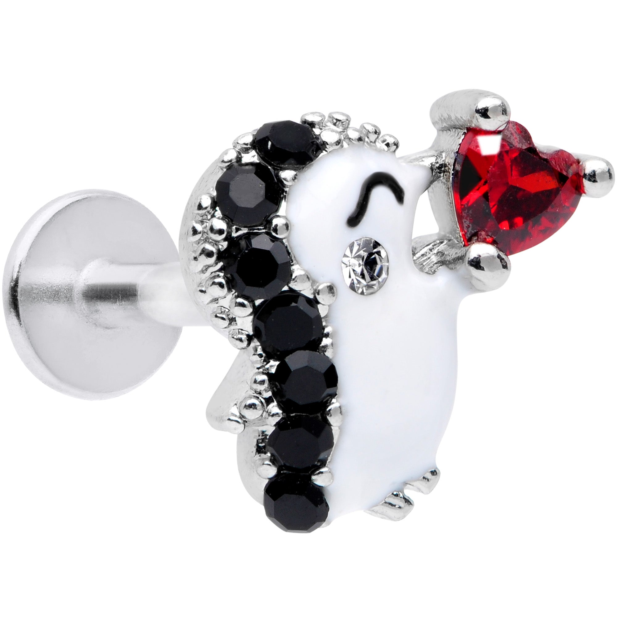 16G 5/16 Red Gem Penguin Valentines Day Labret Monroe Tragus