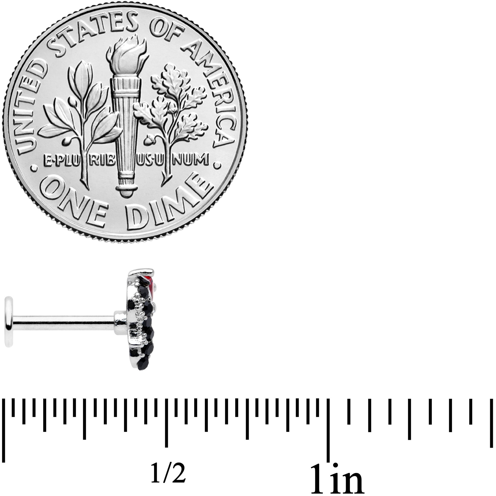 16G 5/16 Red Gem Penguin Valentines Day Labret Monroe Tragus