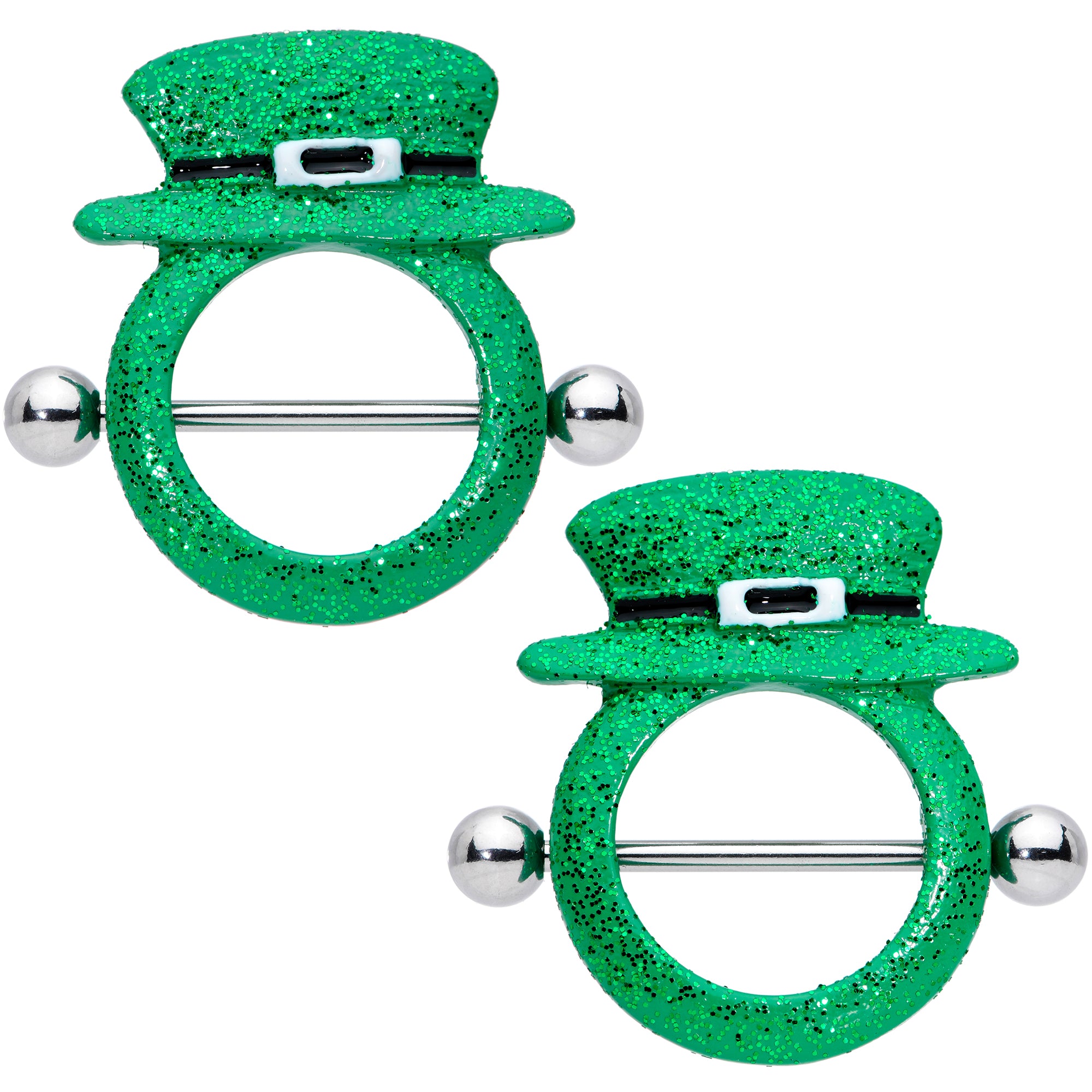 14G 11/16 Top Hat Leprechaun St Patricks Day Nipple Shield Set