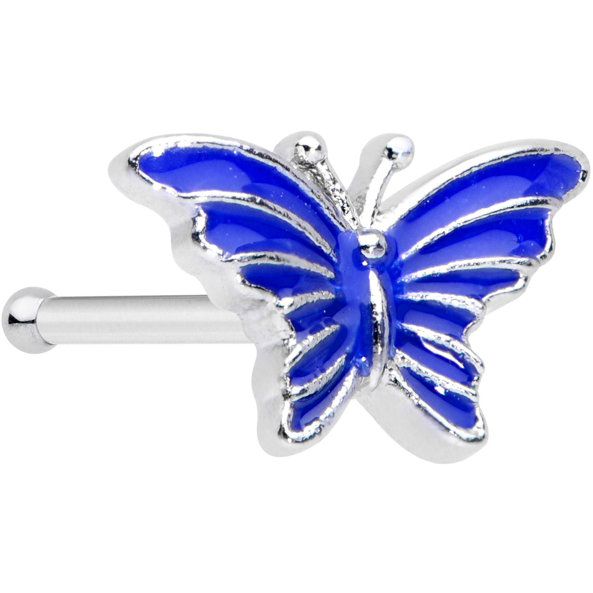 20G 1/4 Beautiful Blue Butterfly Nose Bone