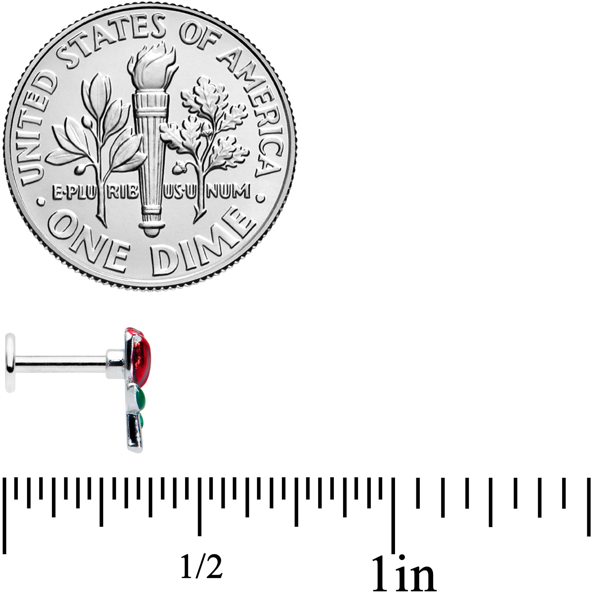 16G 1/4 Red Rose Flower Valentines Day Labret Monroe Tragus