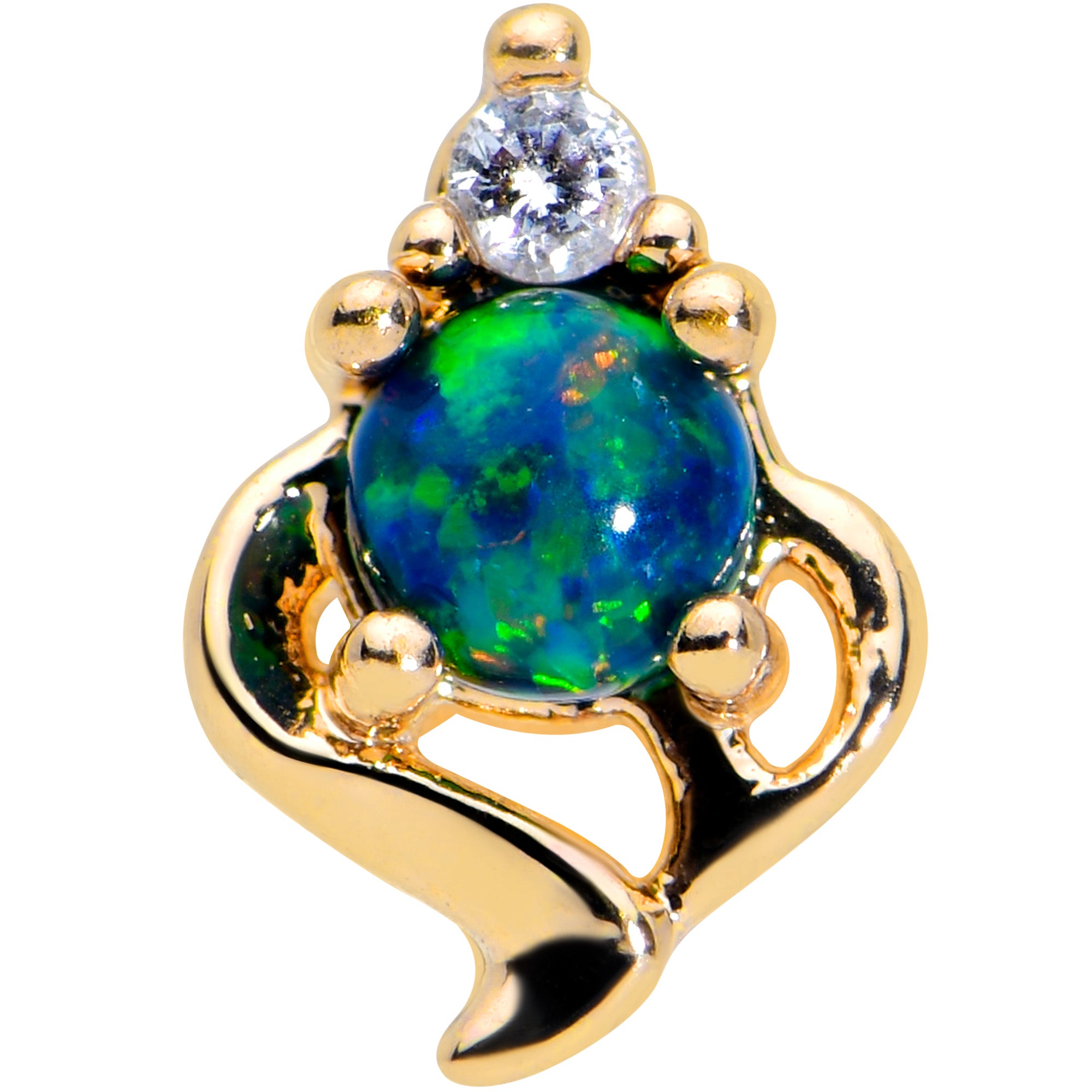 16G 1/4 Blue Synthetic Opal Gold Tone Twist Labret Monroe Tragus