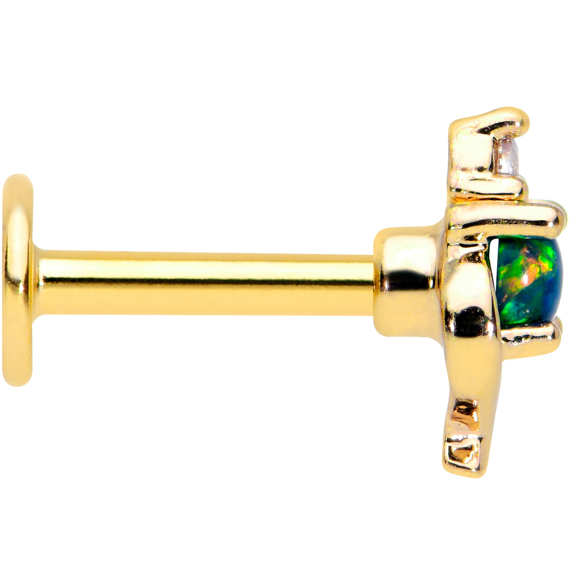 16G 1/4 Blue Synthetic Opal Gold Tone Twist Labret Monroe Tragus