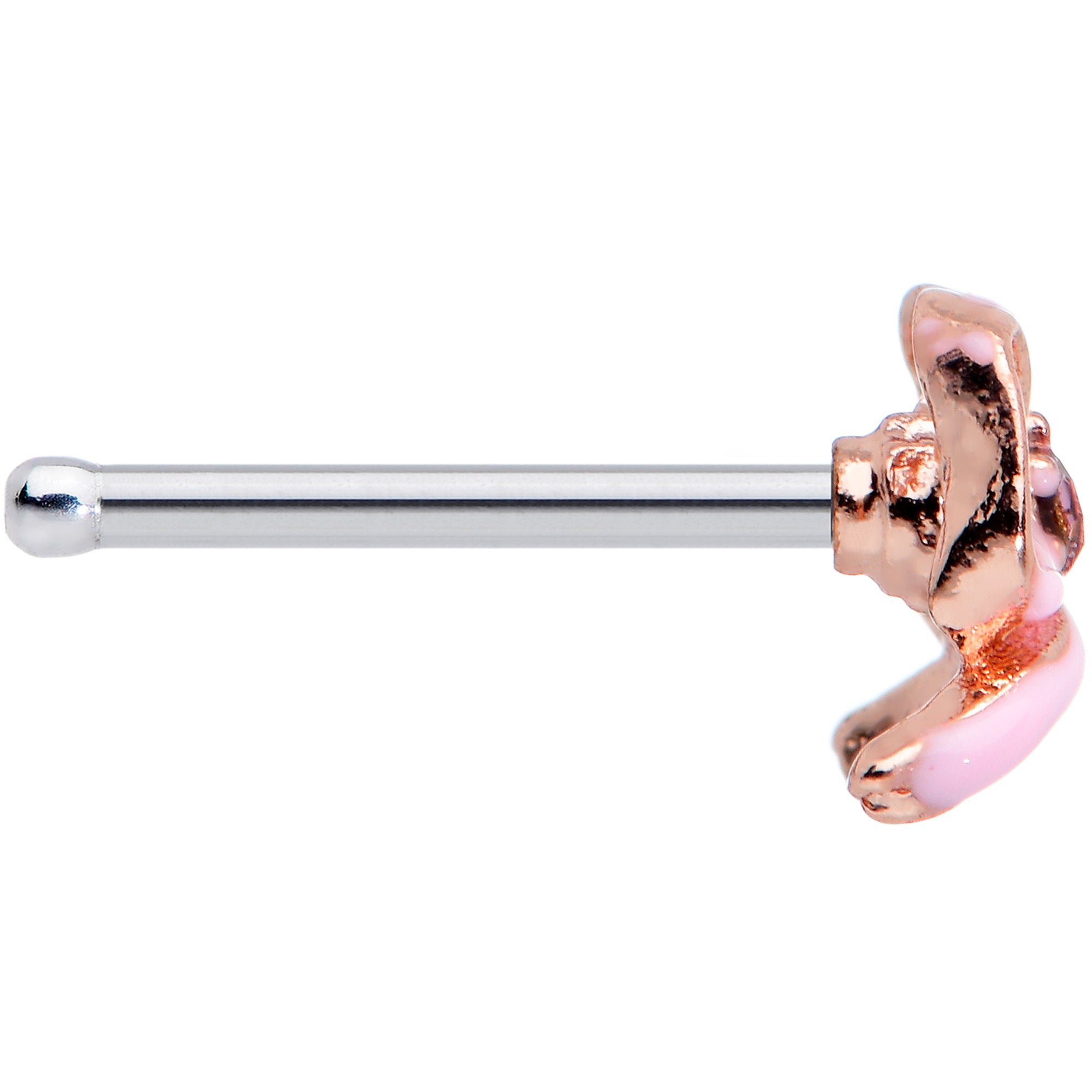 20G 1/4 Pink Gem Pink Pretty Bow Nose Bone