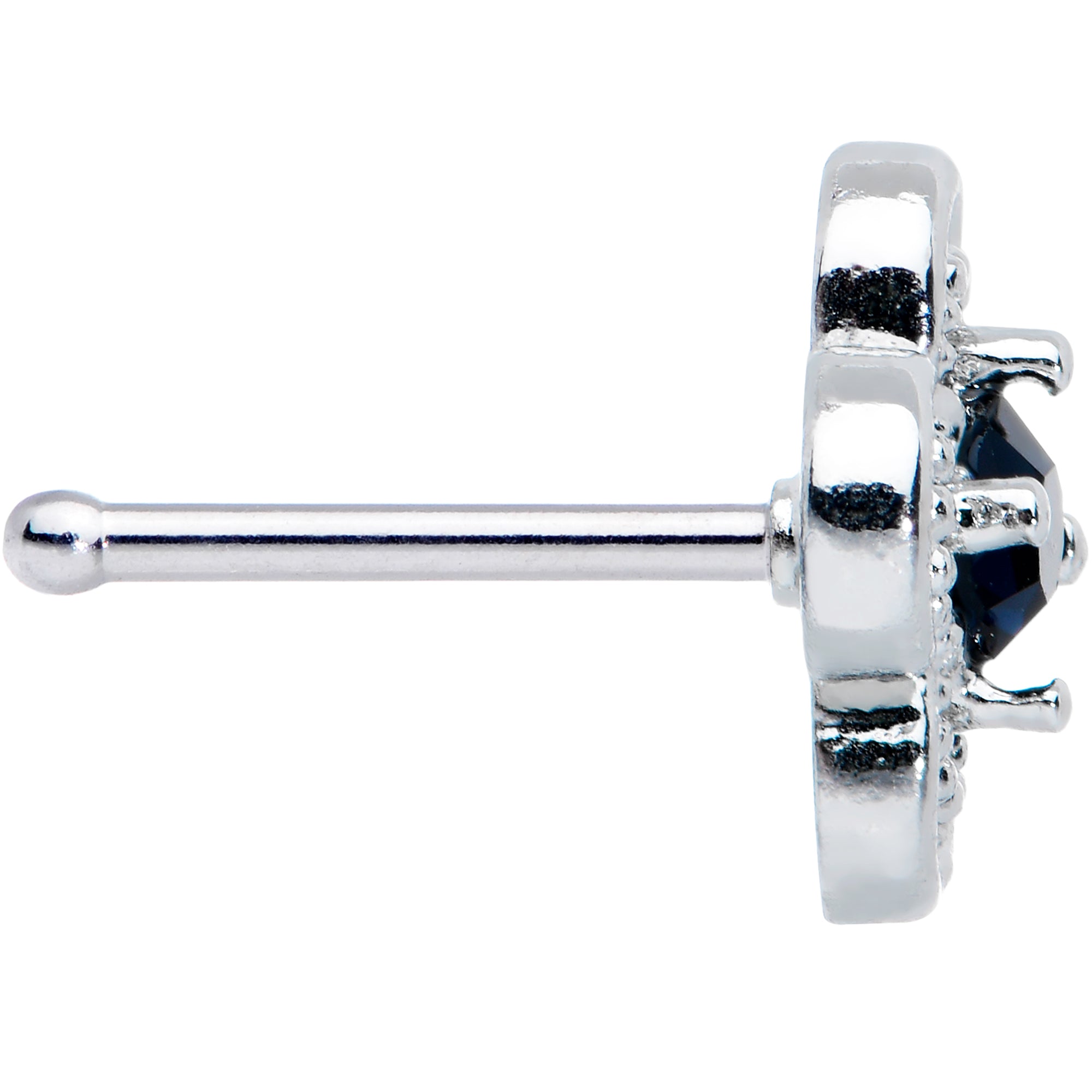 20G 1/4 Blue Gem Stylized Deco Cross Nose Bone