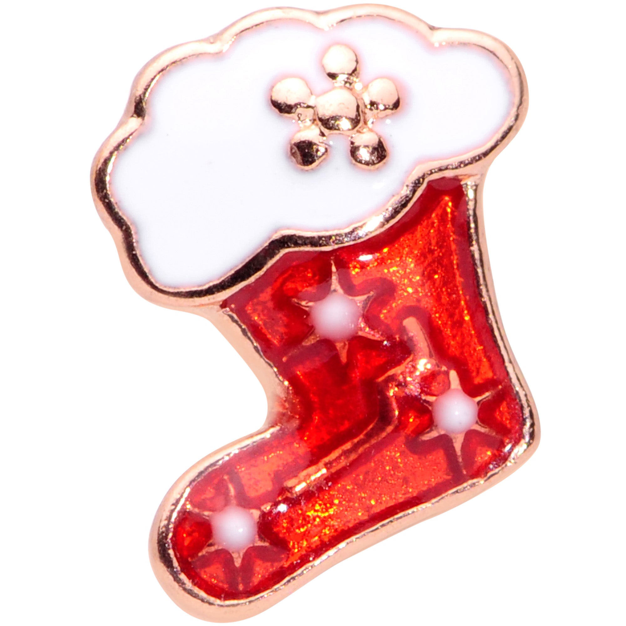 16G 5/16 Rose Gold Tone Red Christmas Stocking Labret Tragus