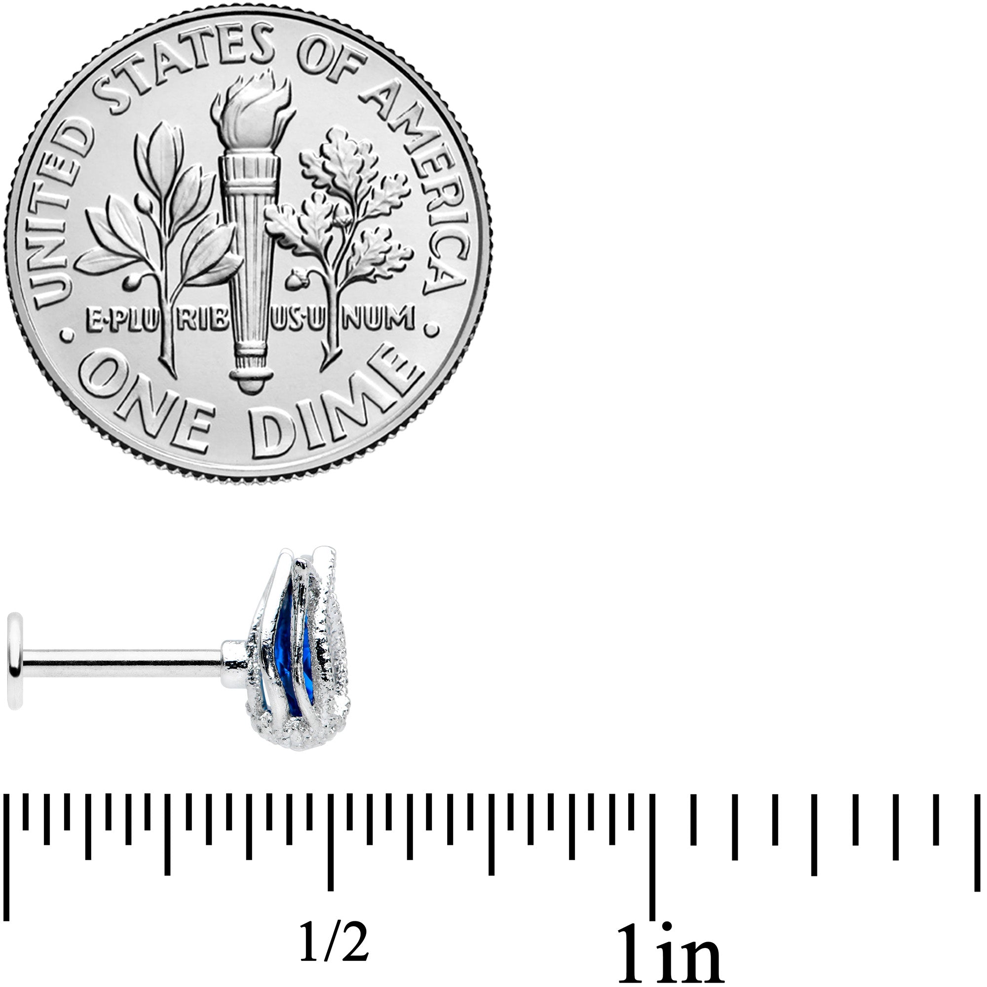 16G 5/16 Blue Gem Tulip Petals Flower Labret Monroe Tragus