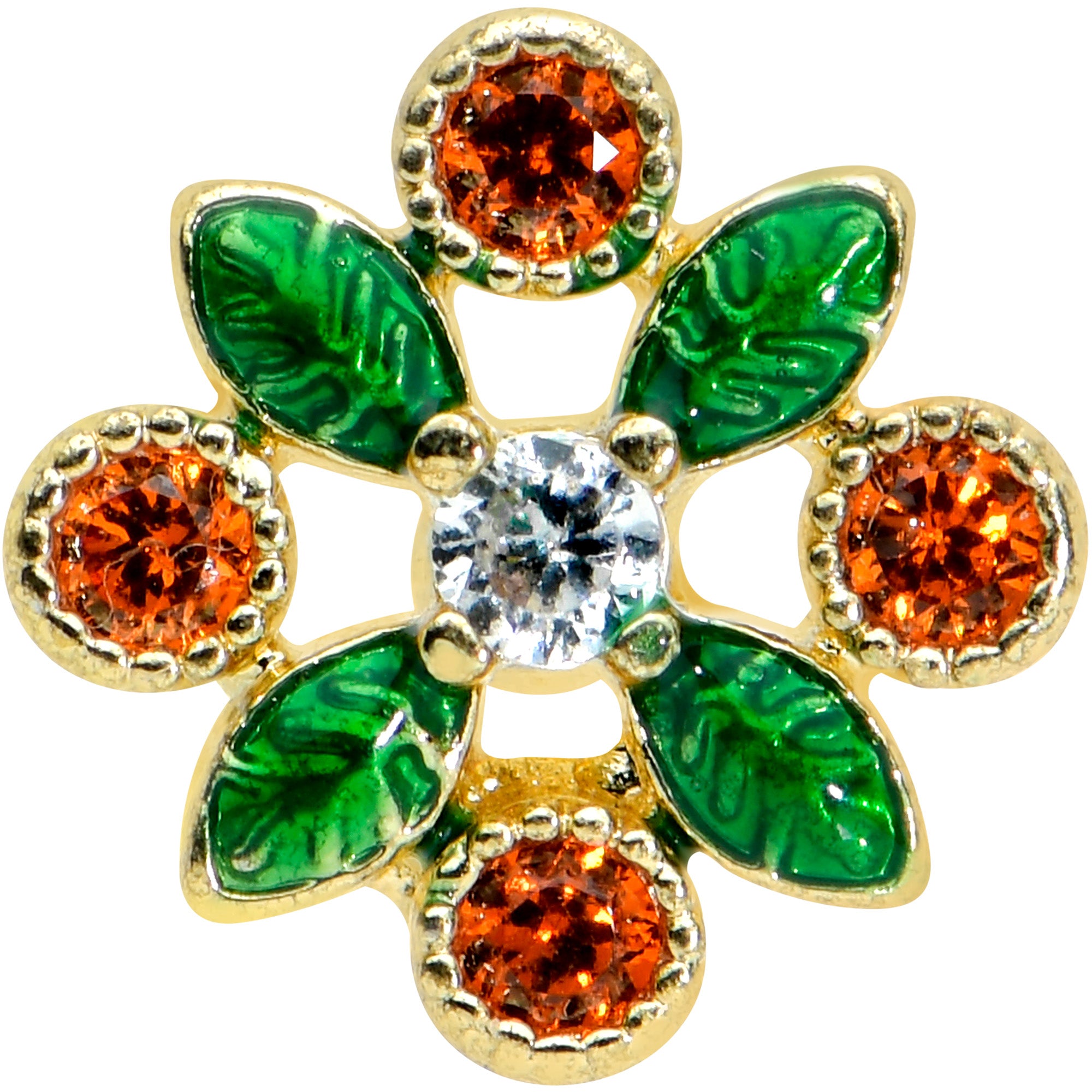 16G 5/16 Red Gem Gold Tone Crest Christmas Labret Monroe Tragus