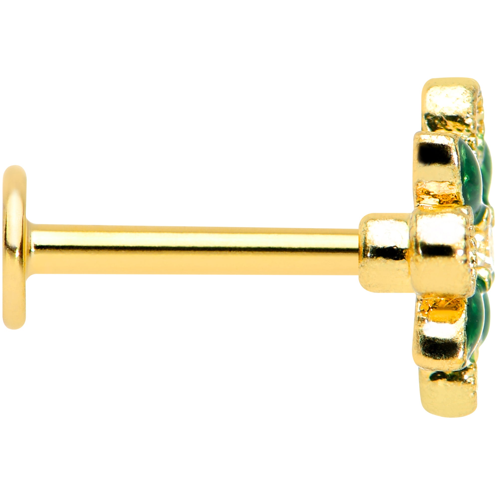 16G 5/16 Red Gem Gold Tone Crest Christmas Labret Monroe Tragus