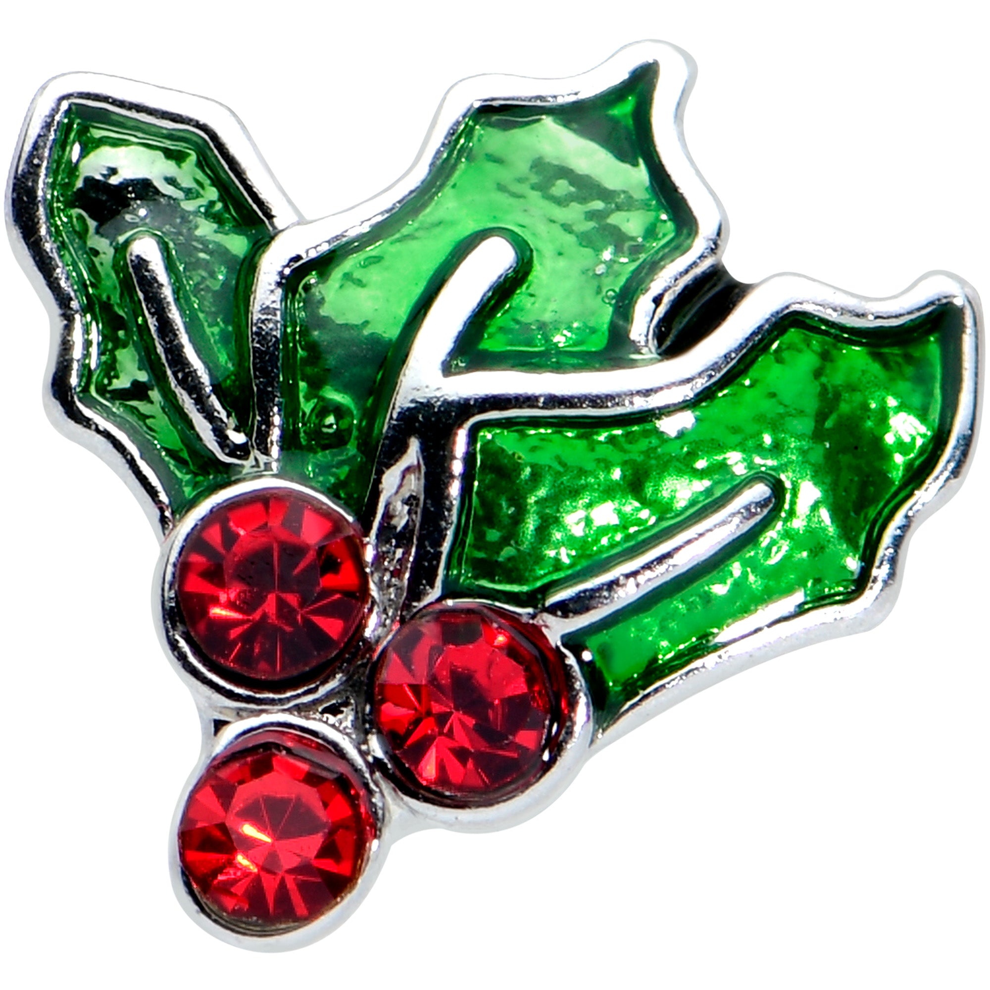 16G 1/4 Red Gem Holly Berry Christmas Holiday Labret Tragus