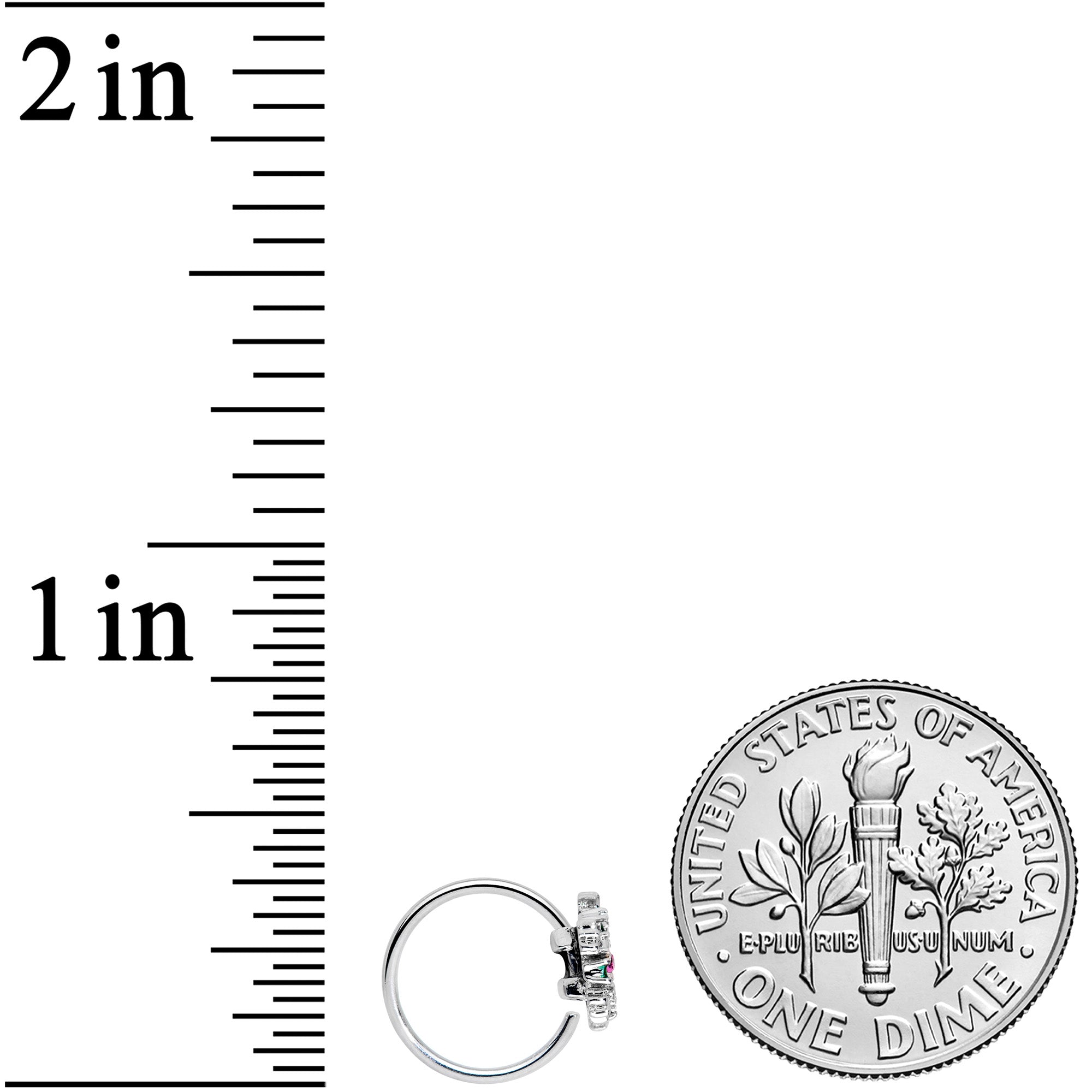 20G 5/16 Clear Pink Green Gem Snowflake Holiday Nose Hoop