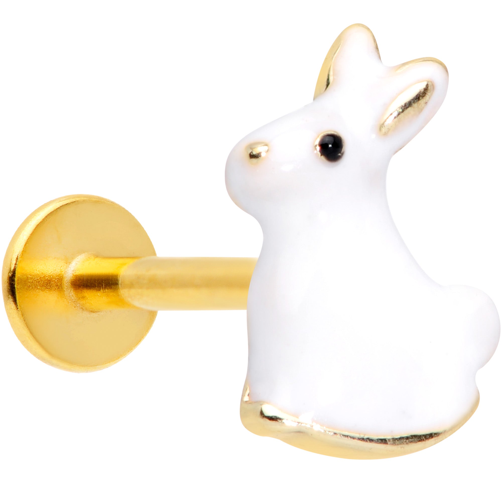 16G 5/16 White Easter Bunny Rabbit Labret Monroe Tragus