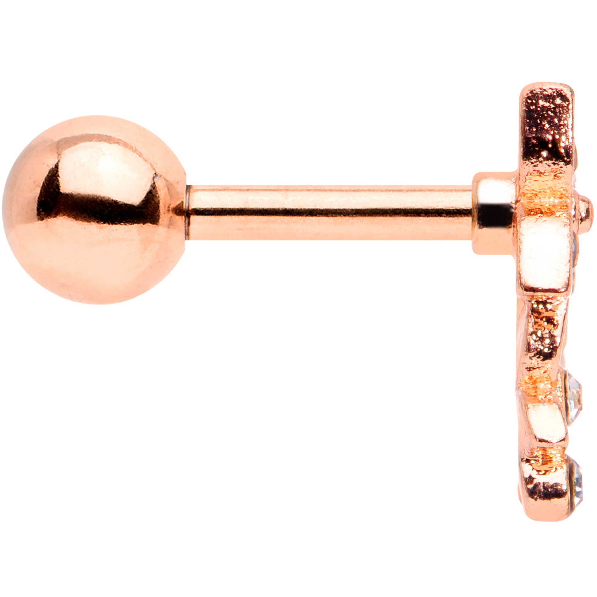 16G 1/4 Clear Gem Rose Gold Tone Bloom Butterfly Cartilage Tragus