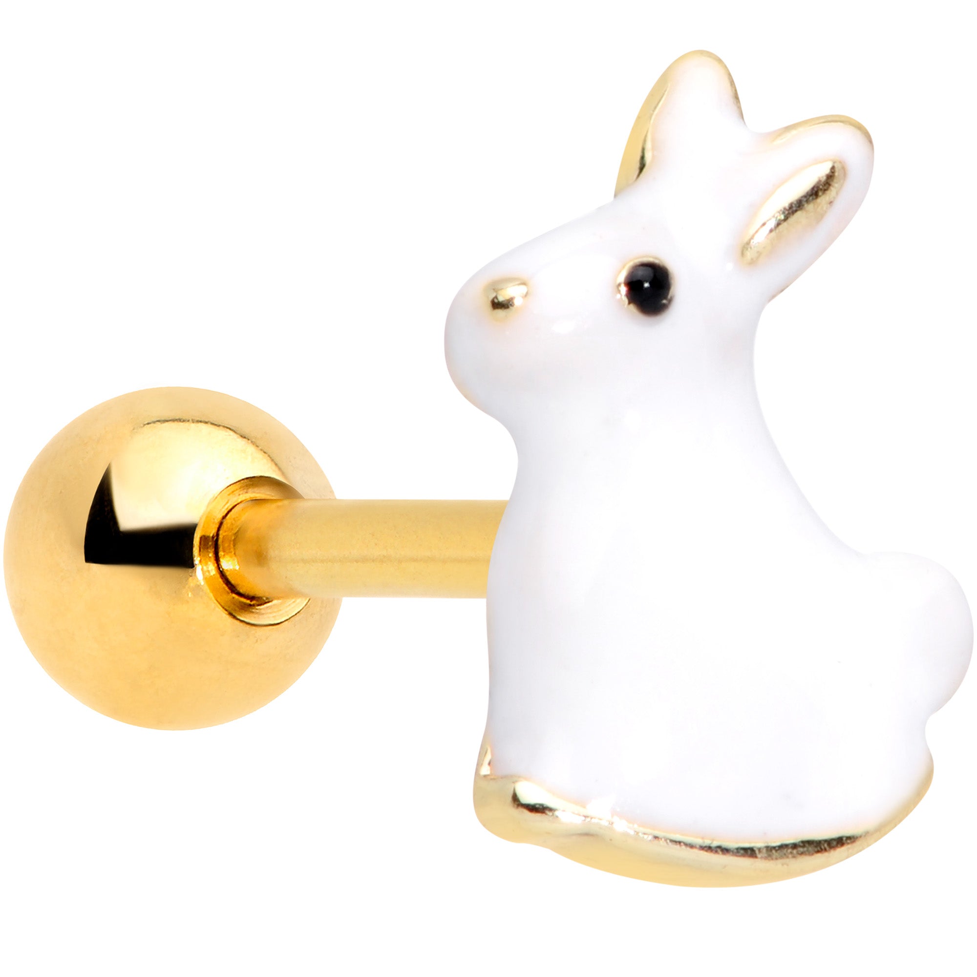 16G 1/4 White Easter Bunny Rabbit Cartilage Tragus Earring