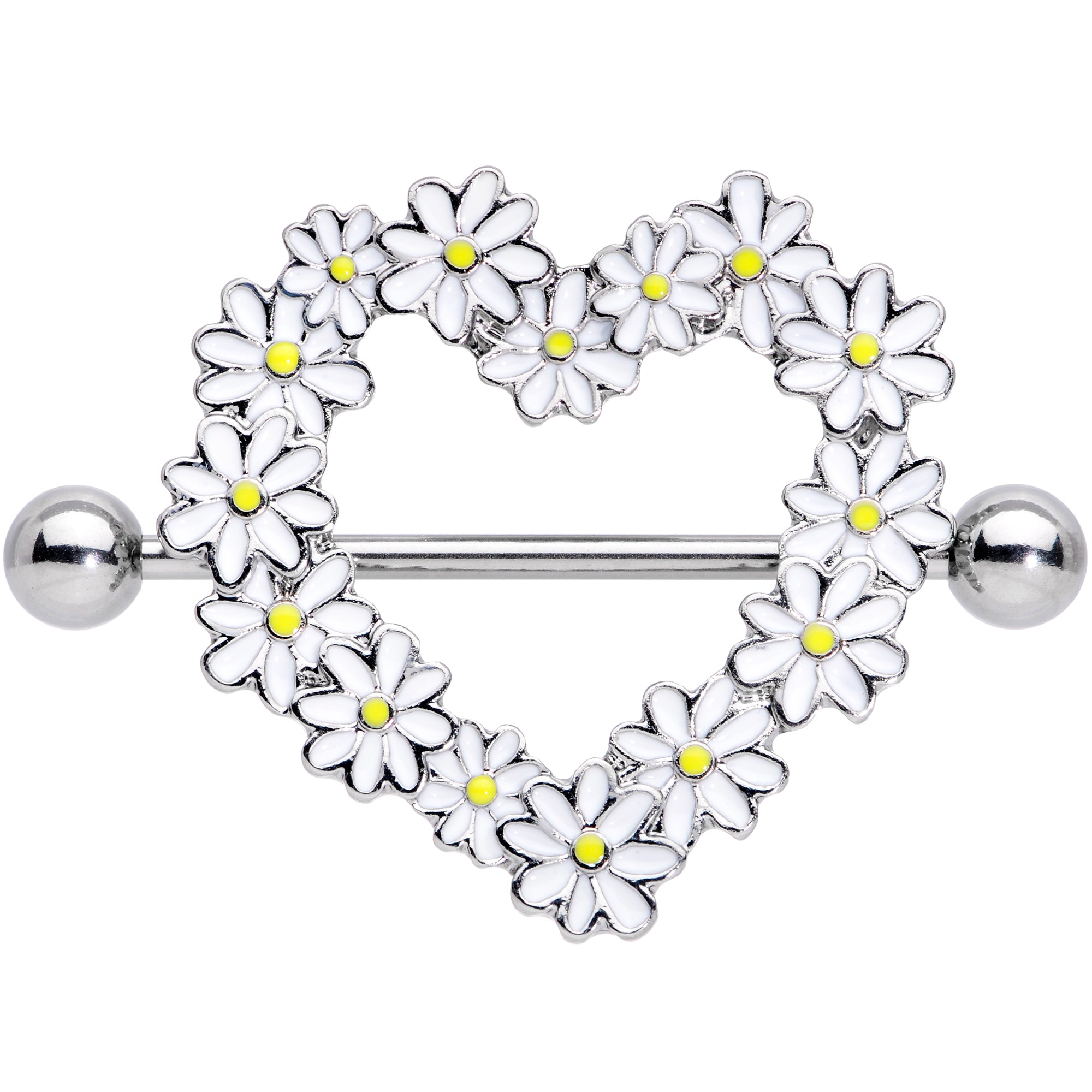 14G 13/16 Daisy Flower Heart Valentines Nipple Shield Set