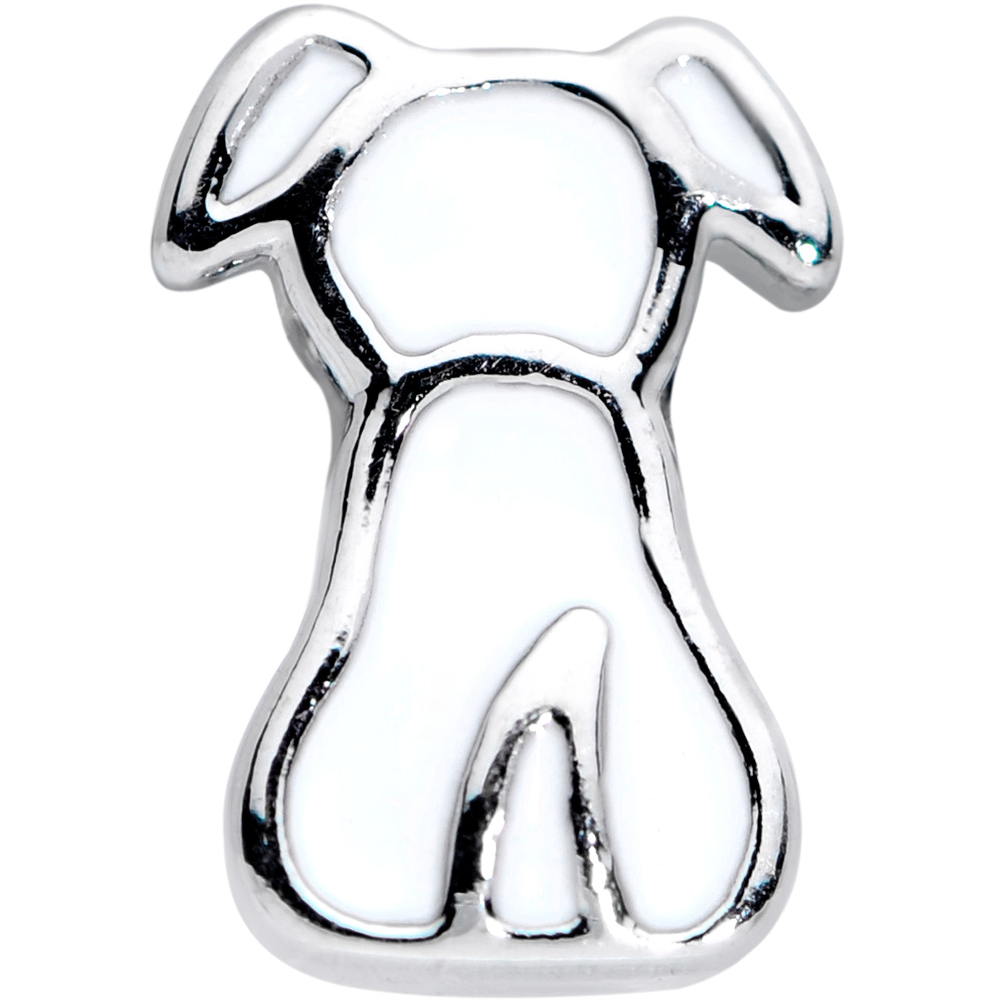 18G 3/8 White Sitting Dog Nose Hoop