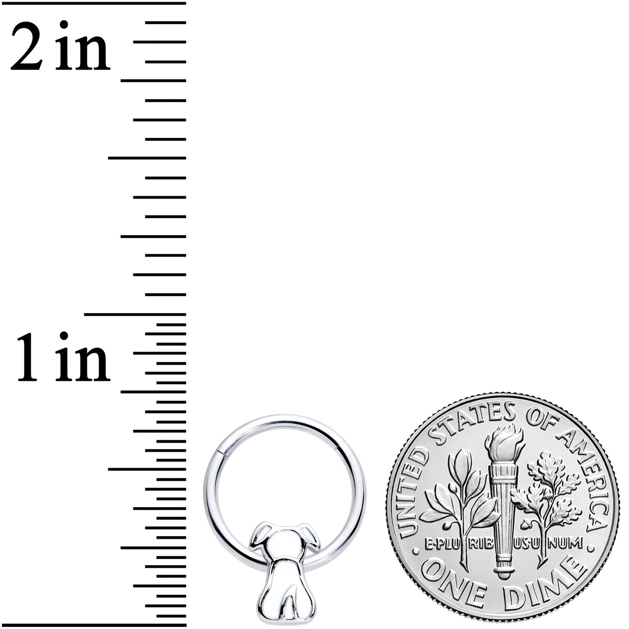 16G 3/8 White Sitting Dog Hinged Segment Ring